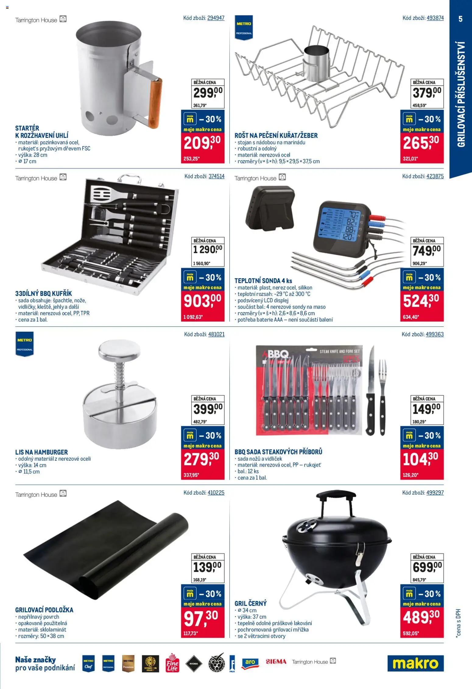 Makro leták - Venkovní vybavení 2 od 08.04.2026 | Strana: 5 | Produkty: Hamburger, Steak, Silikon, Grilovací podložka