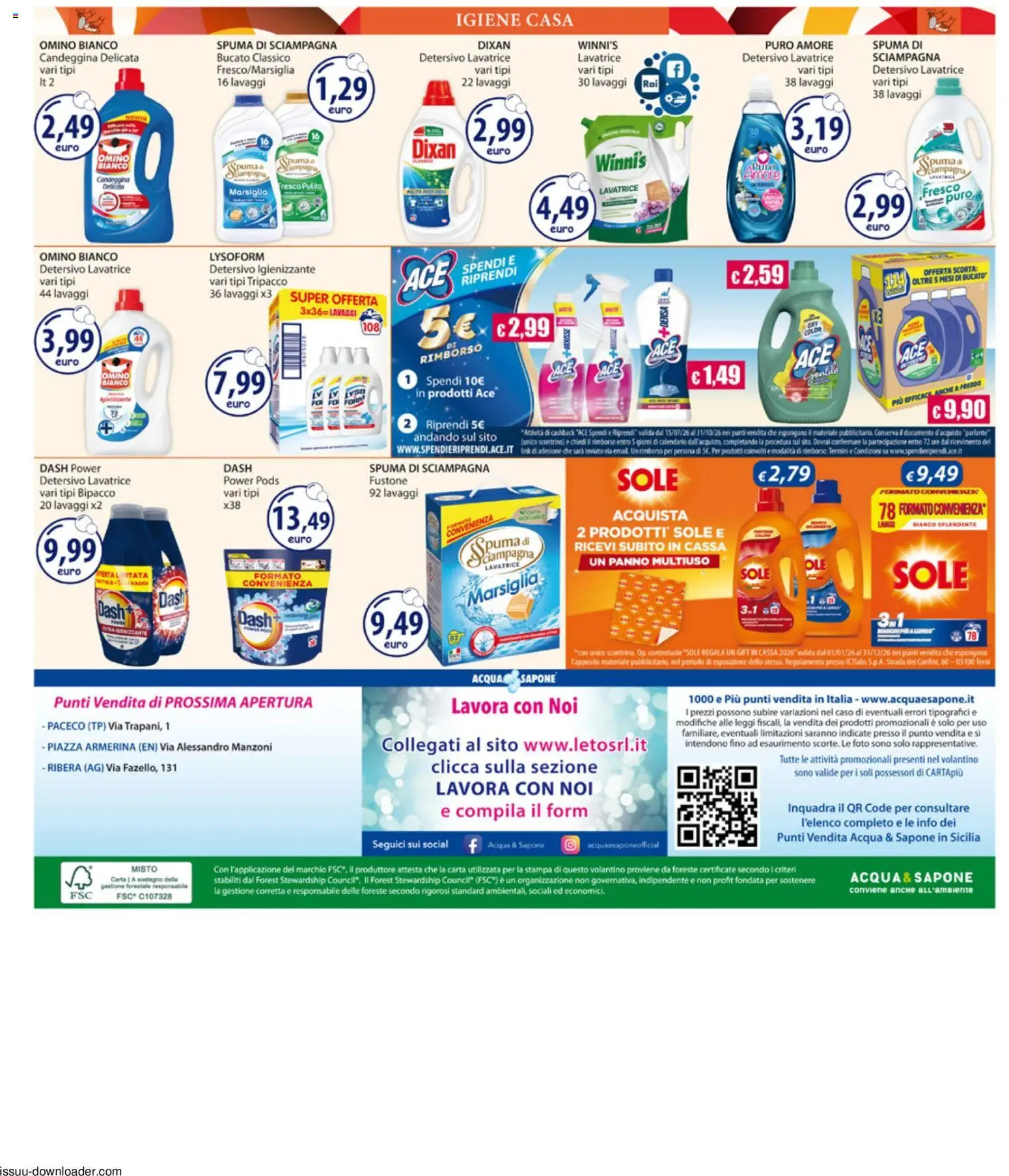 Volantino Acqua e Sapone del 13/07/2026 | Pagina: 20 | Prodotti: Sapone, Candeggina, Acqua, Lavatrice