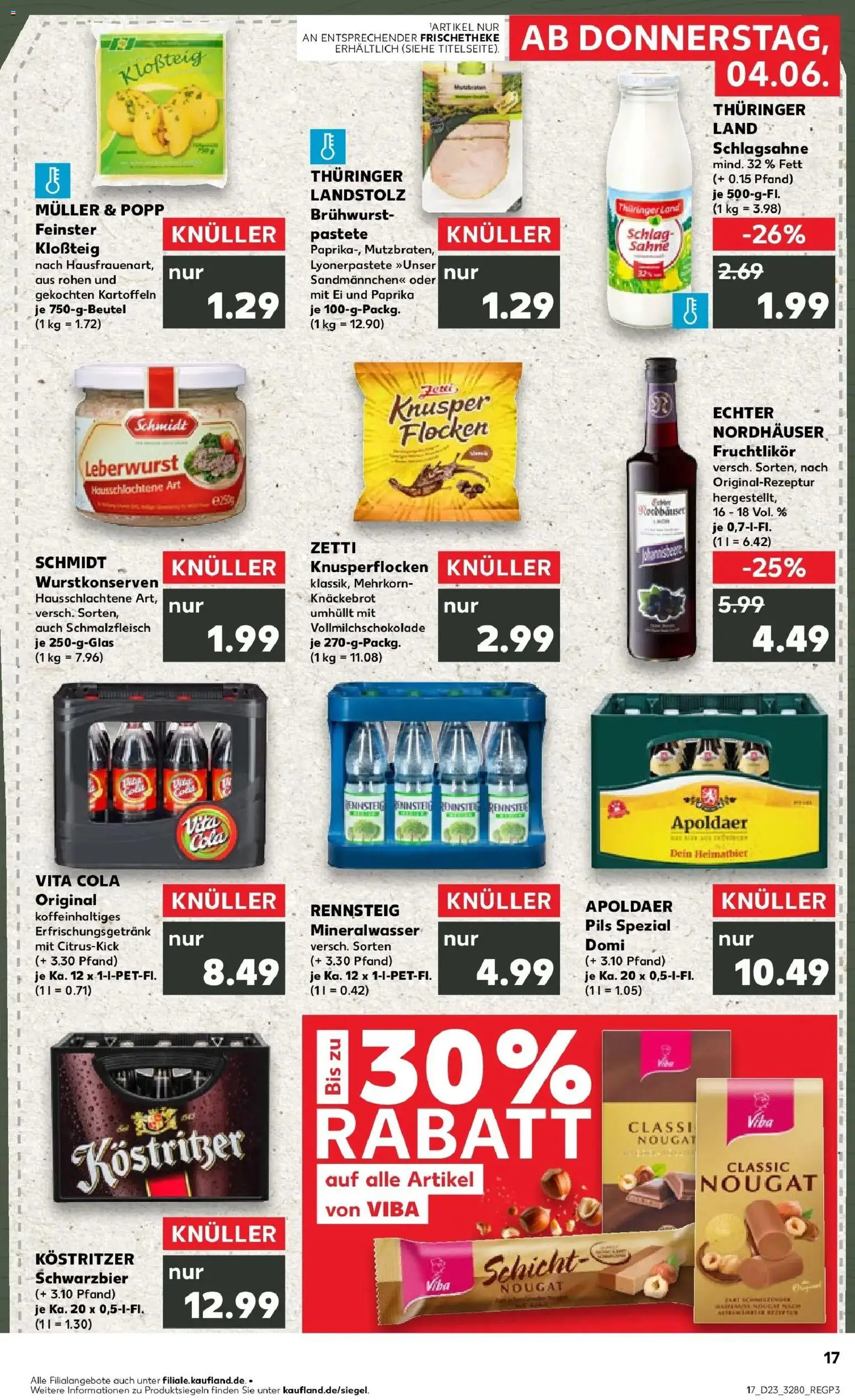 Kaufland Prospekt Eisenberg – gültig ab 04.06.2026 | Seite: 17 | Produkte: Schlagsahne, Pils, Kartoffeln, Sahne