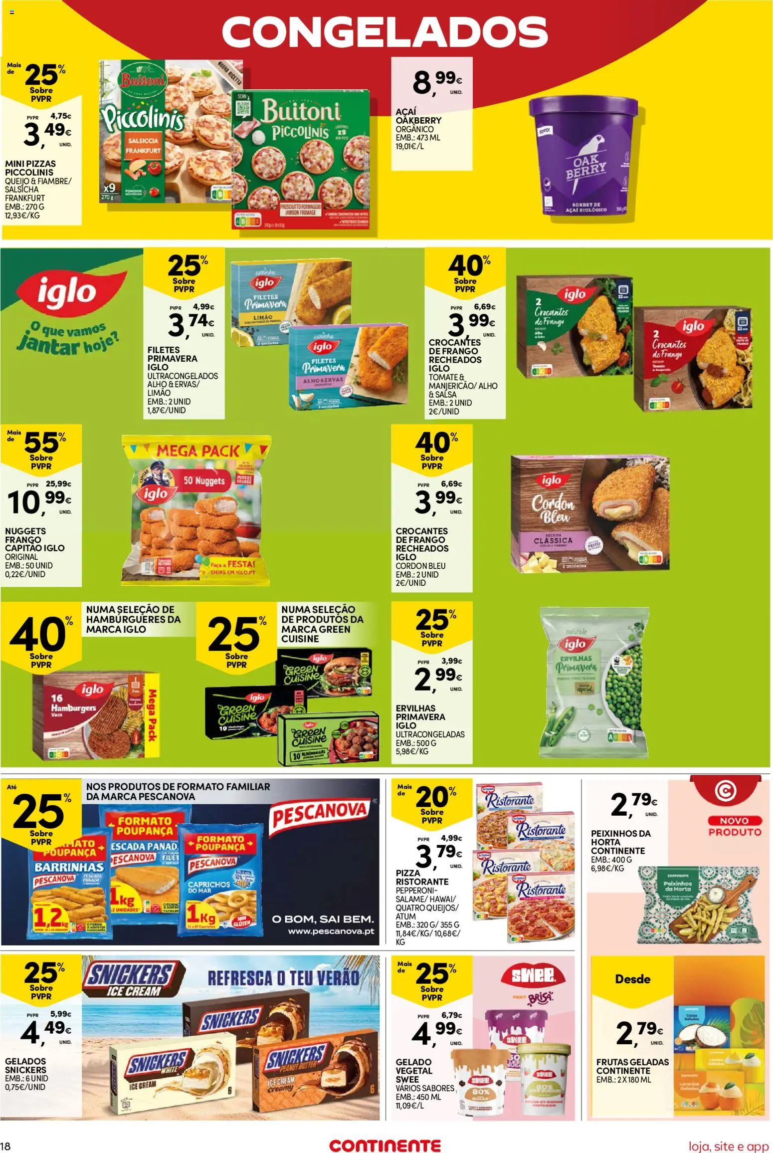 Continente Semanal Continente Bom Dia │ válido de 28/07/2026 | Página: 18 | Produtos: Atum, Salsicha, Queijo, Pizza