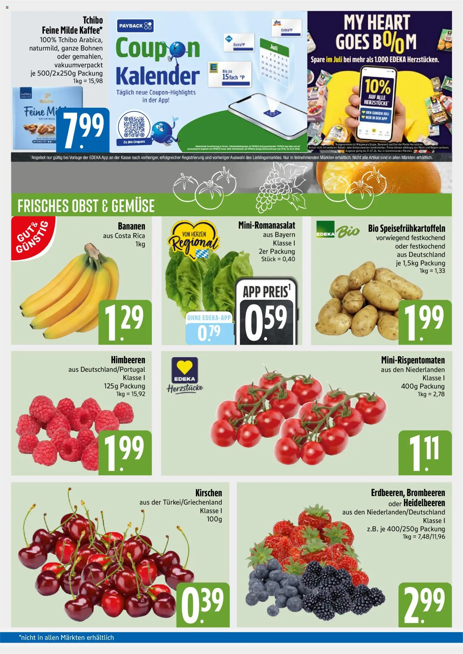 E xpress Prospekt – gültig ab 20.07.2026 | Seite: 3 | Produkte: Himbeeren, Bananen, Heidelbeeren, Gemüse