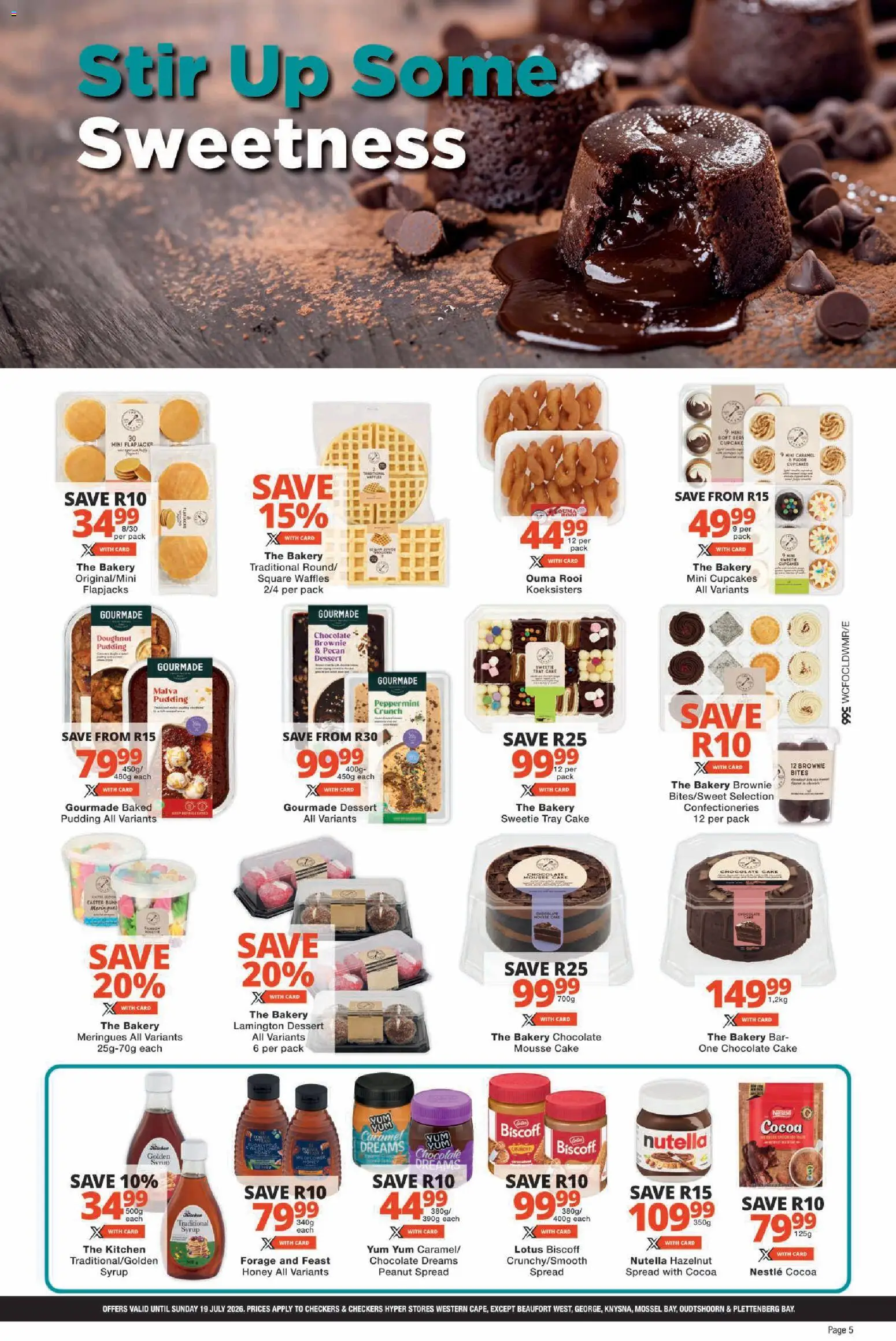 New Checkers catalogue – valid from 25/06/2026 | Page: 5 | Products: Cake, Tray, Chocolate, Syrup