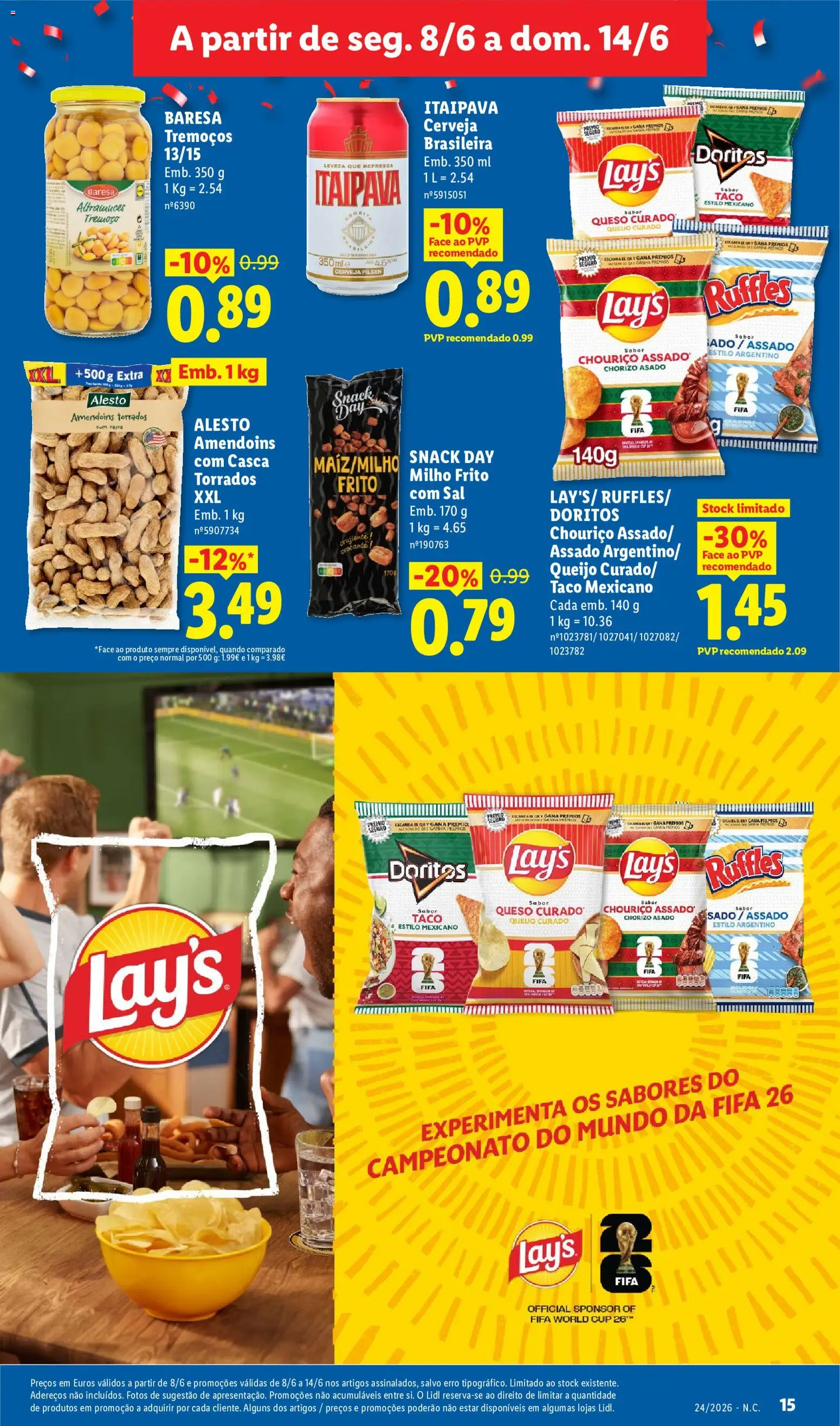 Lidl folheto │ válido de 08.06.2026 | Página: 15 | Produtos: Amendoins, Sal, Chouriço, Milho