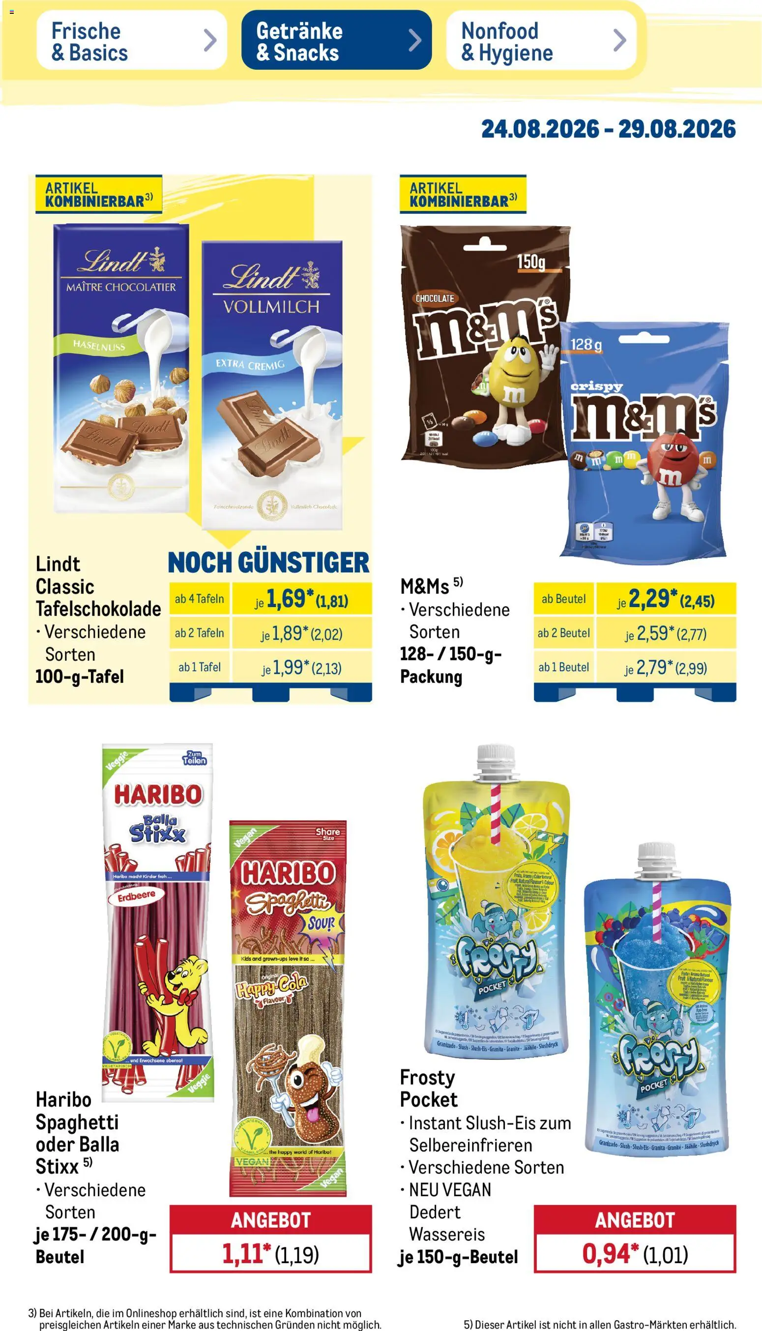 Metro NonFood-Angebote – gültig ab 24.08.2026 | Seite: 17 | Produkte: Haribo, Cola, Spaghetti, Lindt