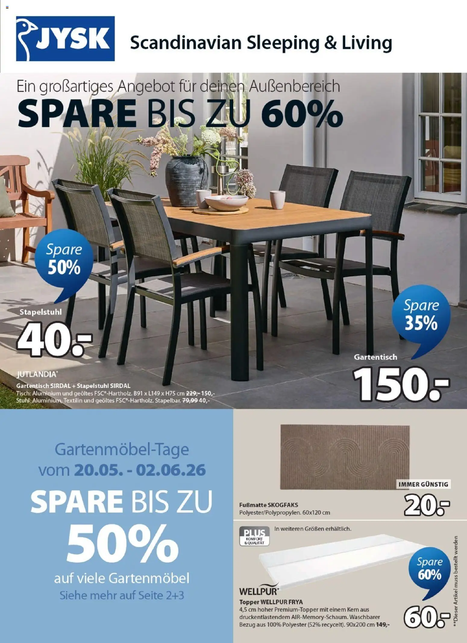 JYSK Prospekt aktuell gültig ab 27.05.2026 | Seite: 1 | Produkte: Tisch, Stuhl, Gartenmöbel