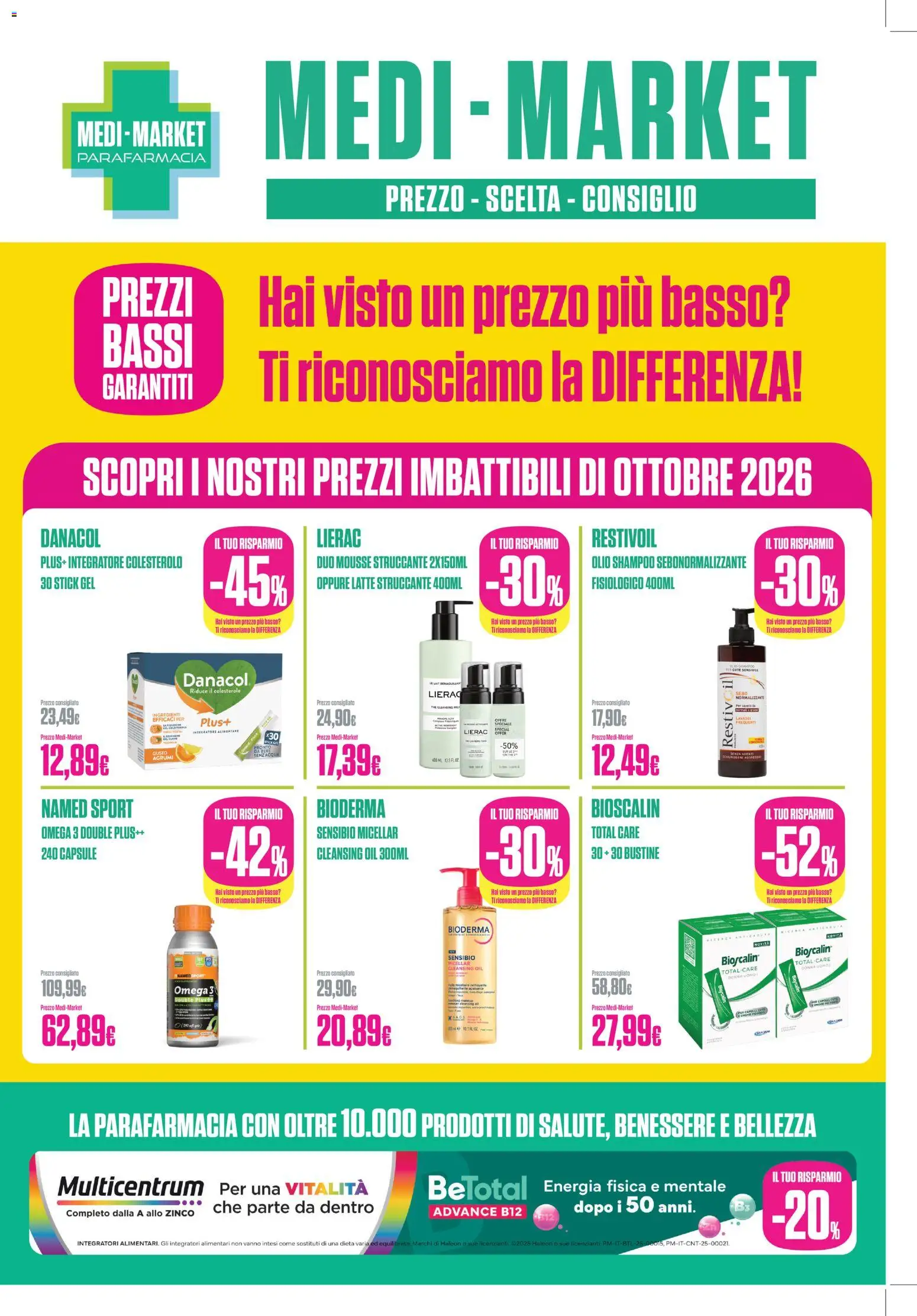 Volantino Medi Market del 01/10/2026 | Pagina: 1 | Prodotti: Spazzolino, Tè, Limone, Olio
