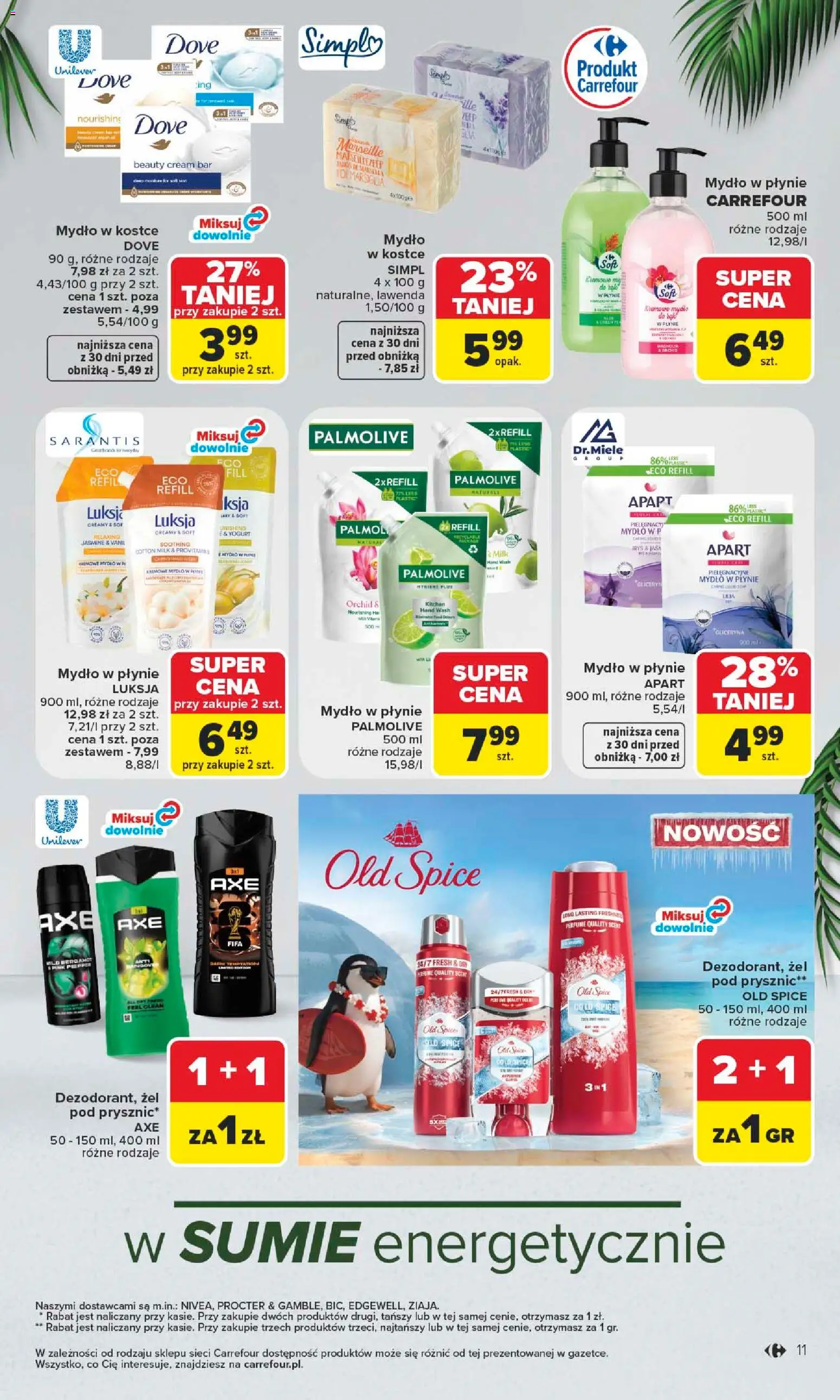 Carrefour gazetka - Latem jest pięknie od 06.07.2026 | Strona: 11 | Produkty: Mydło w płynie, Prysznic, Mydło, Old spice