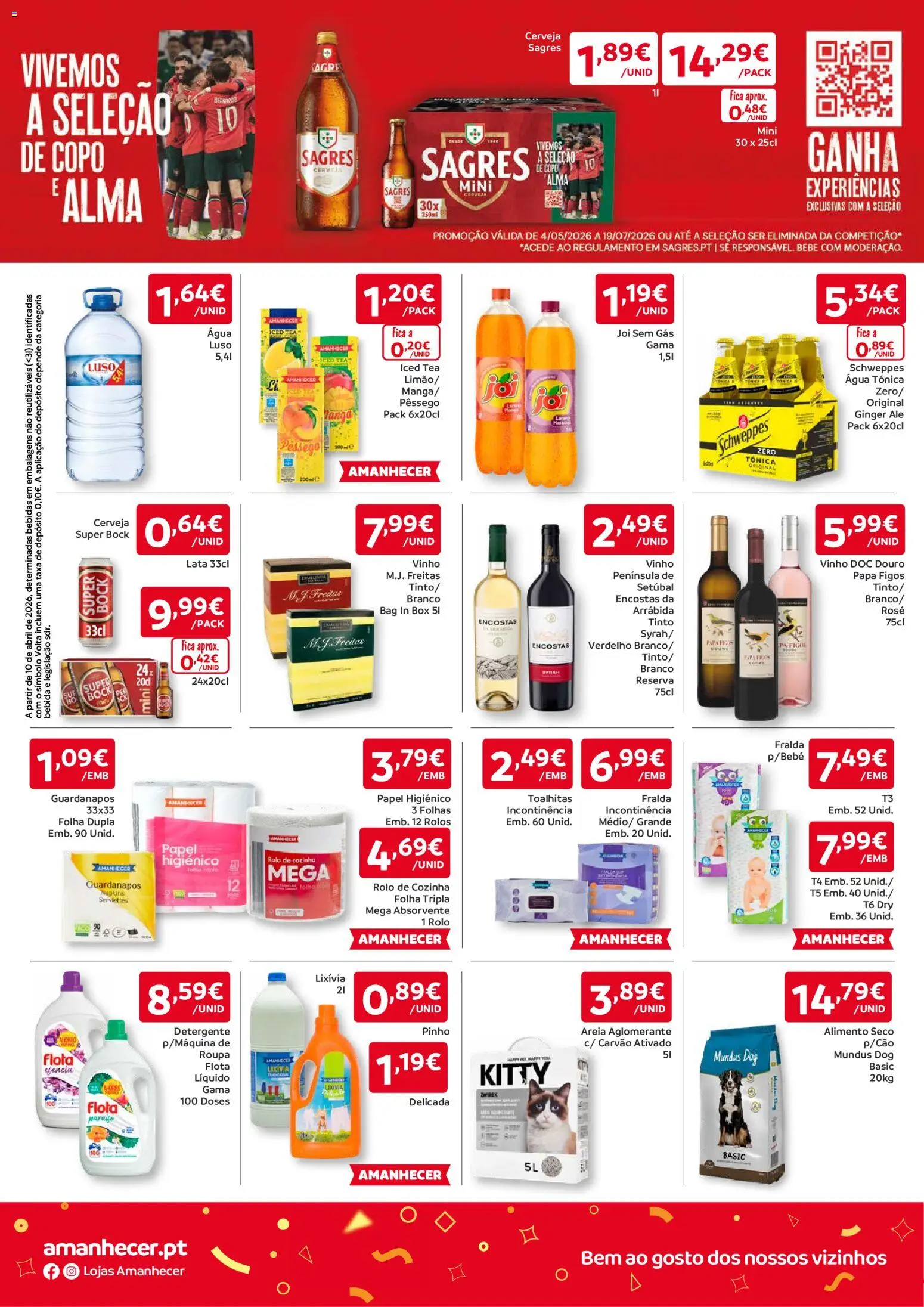 Amanhecer folheto │ válido de 07.05.2026 | Página: 4 | Produtos: Agua, Areia, Guardanapos, Vinho