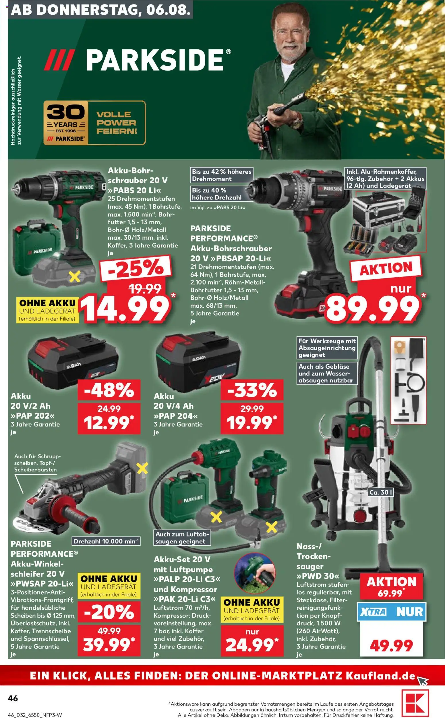 Kaufland Prospekt Hamburg – gültig ab 06.08.2026 | Seite: 46 | Produkte: Luftpumpe, Wasser, Hochdruckreiniger, Ladegerät