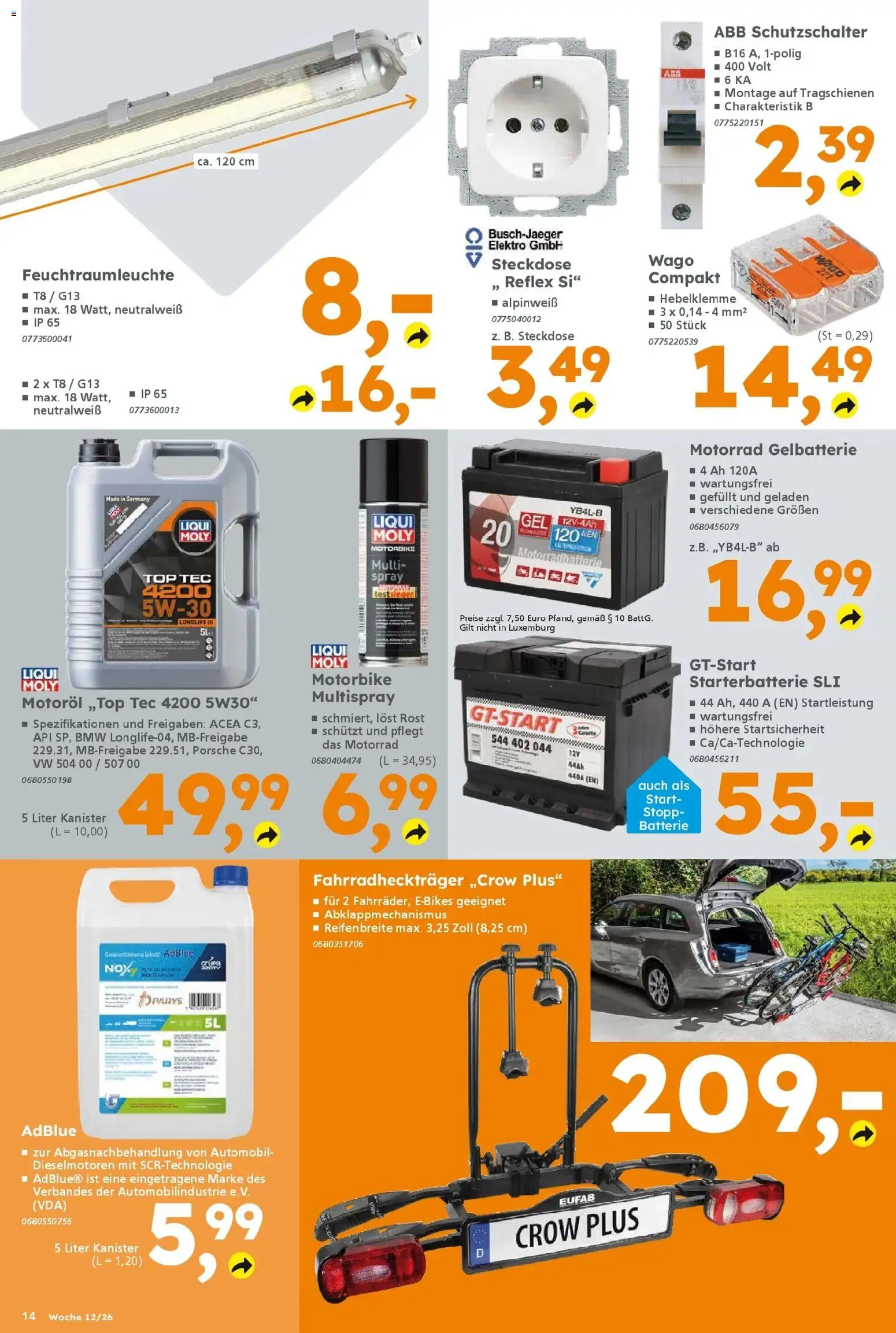 Globus Baumarkt Prospekt Herbolzheim	 – gültig ab 16.03.2026 | Seite: 14 | Produkte: Top, Steckdose, Batterie