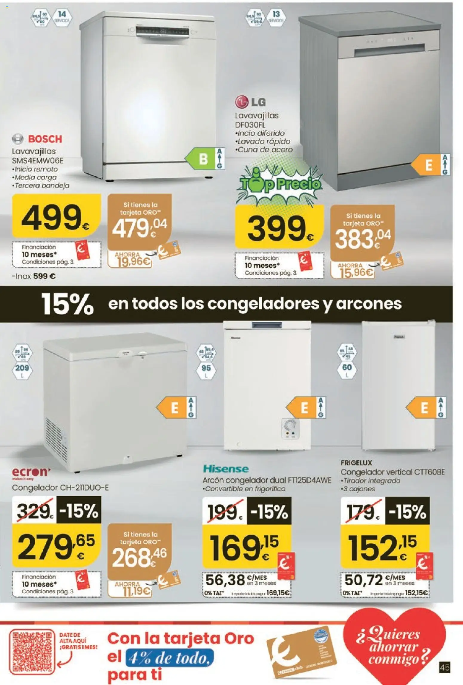 Eroski Oh! Oferta Pontevedra │ válido desde el 11.06.2026 | Página: 45 | Productos: Congelador, Lavavajillas, Bandeja
