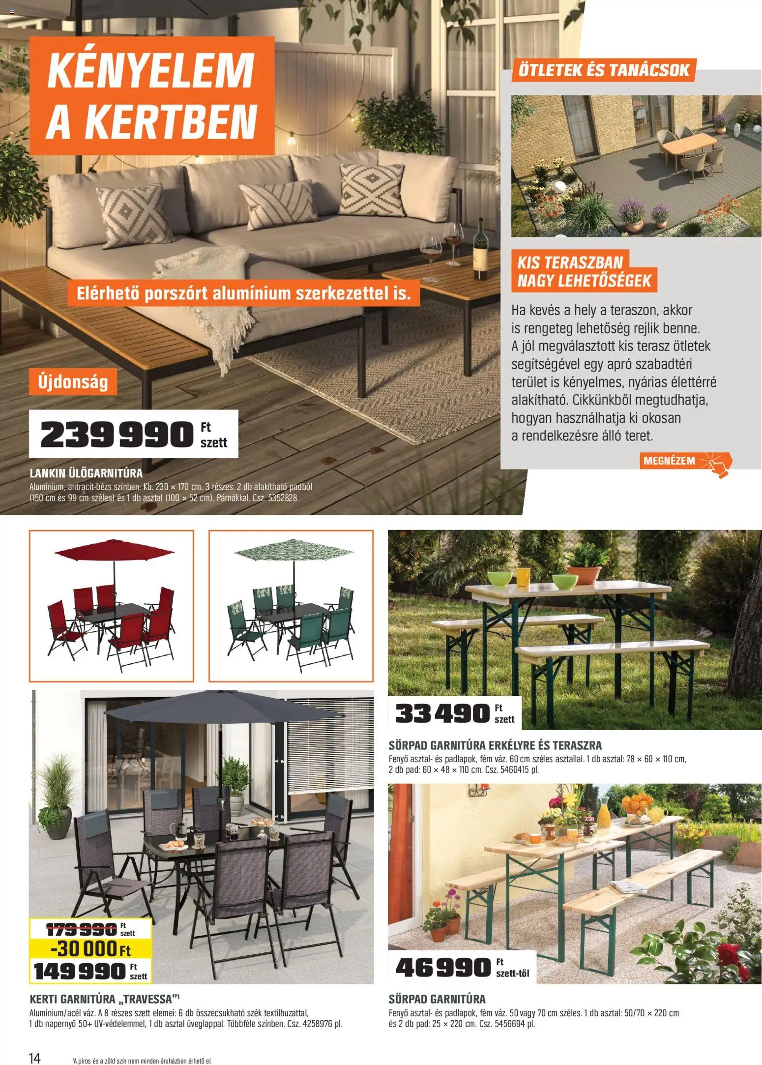 OBI akciós ujság - amely érvényes a következő dátumtól: 03.03.2026 | Oldal: 14 | Termékek: Sörpad, Asztal, Szék, Napernyő