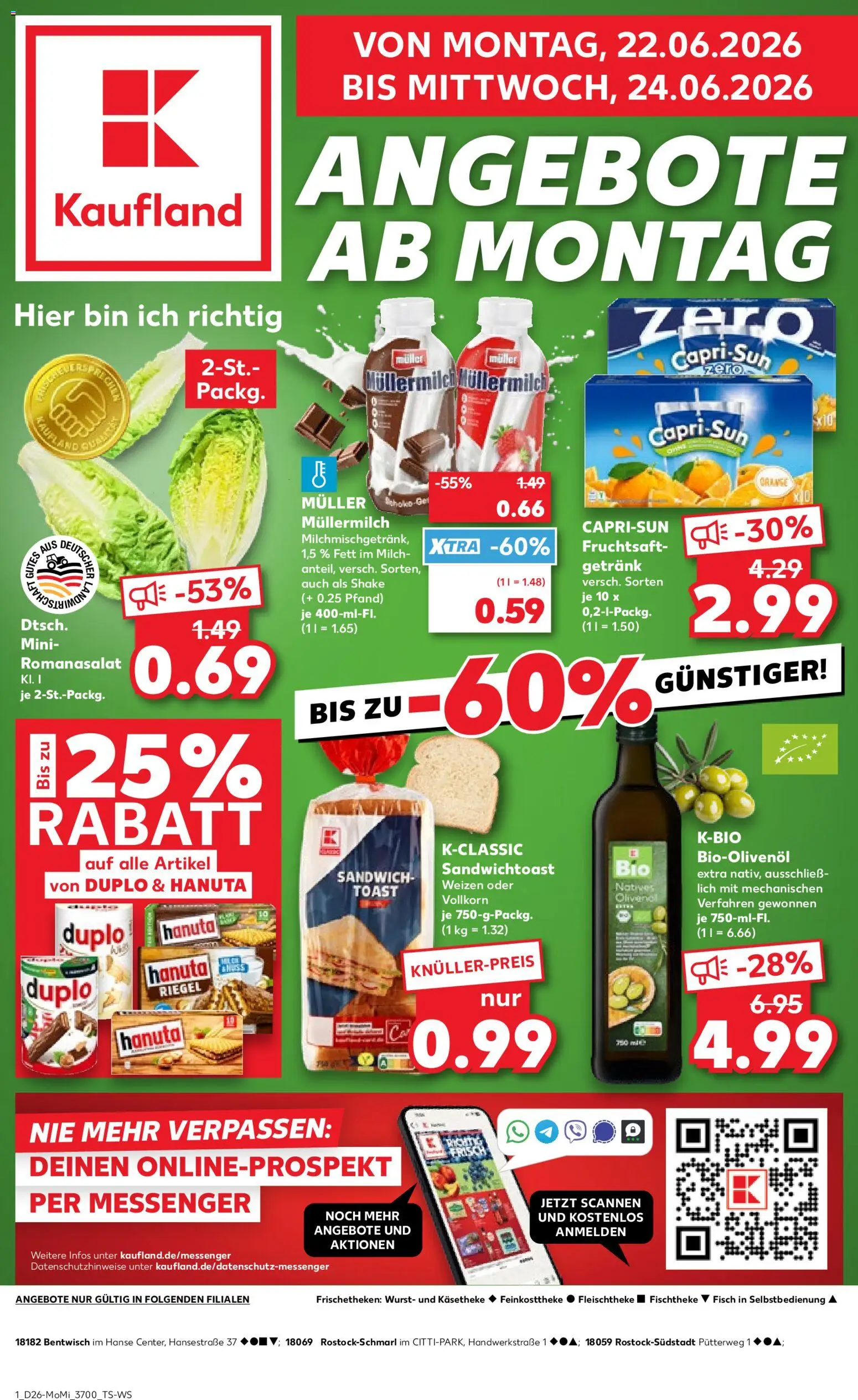 Kaufland Německo leták - Rostock od 22.06.2026 | Strana: 1