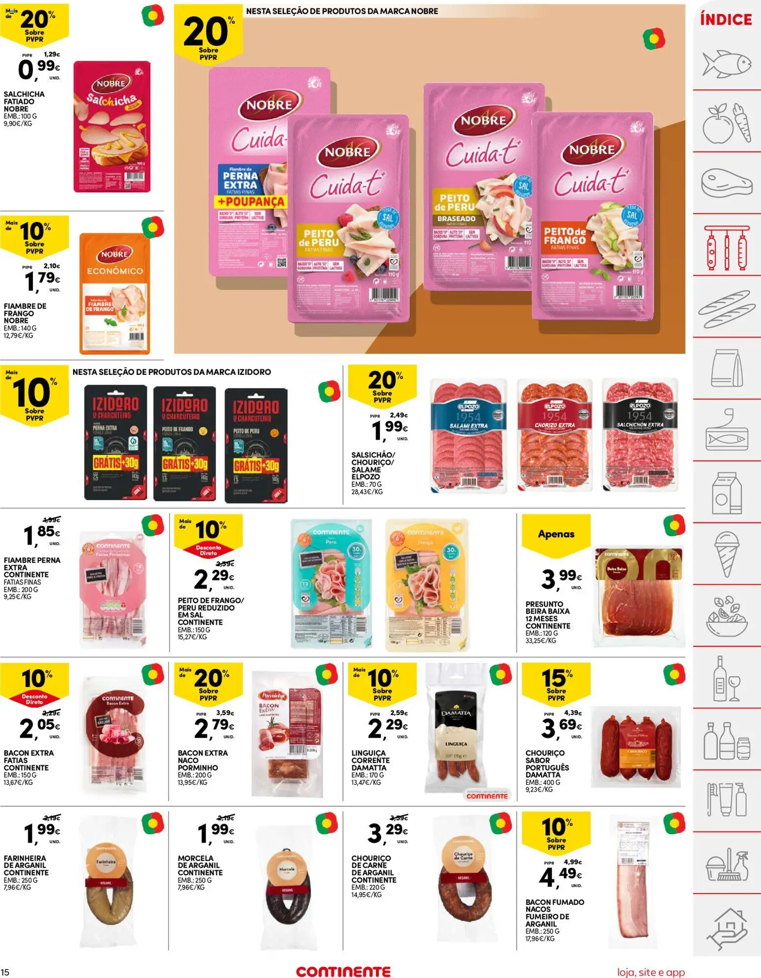 Continente folheto │ válido de 21.04.2026 | Página: 15 | Produtos: Bacon, Peru, Linguiça, Presunto