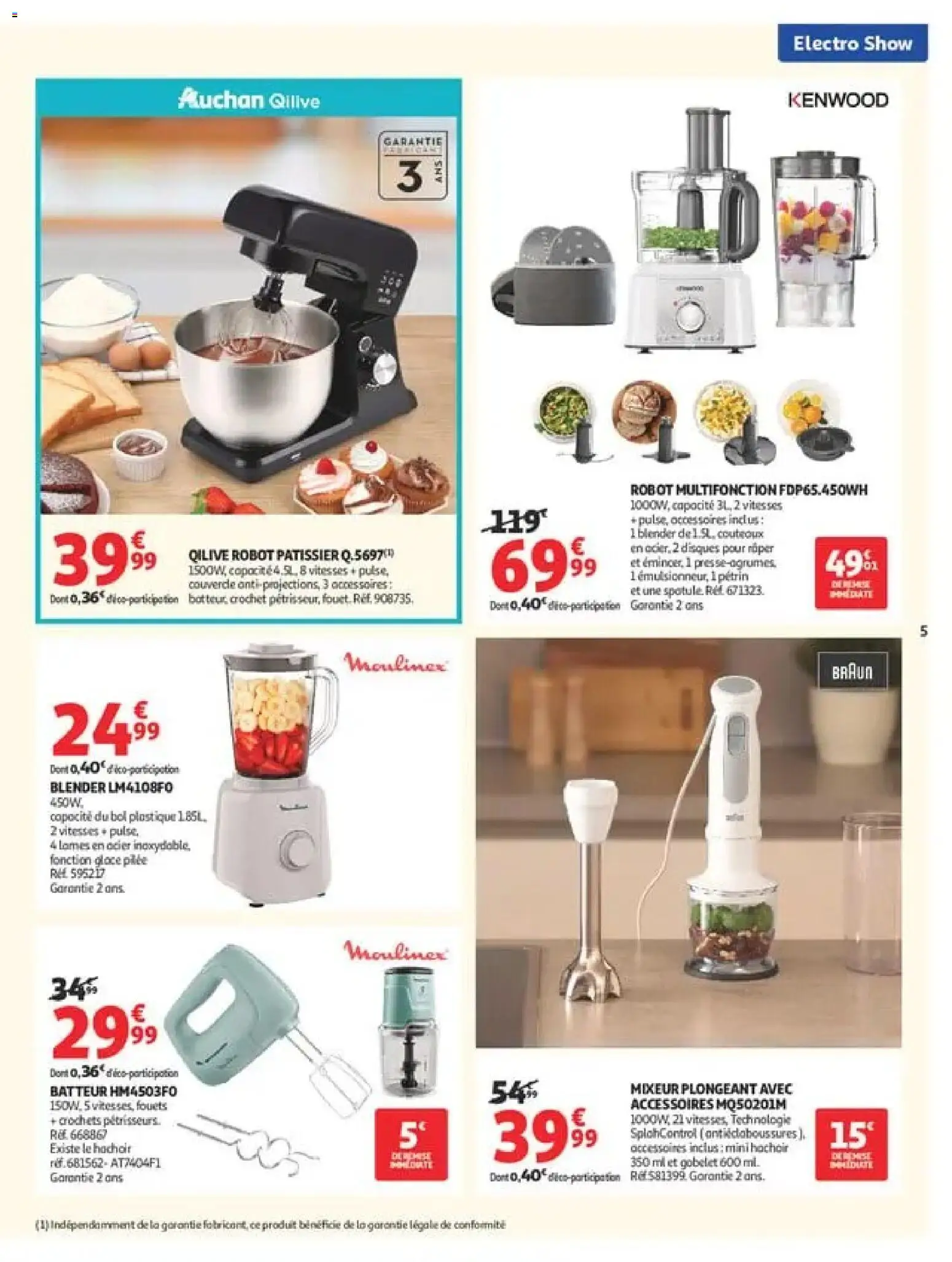 {H1} | Page: 5 | Produits: Couteaux, Crochets, Mixer, Bol