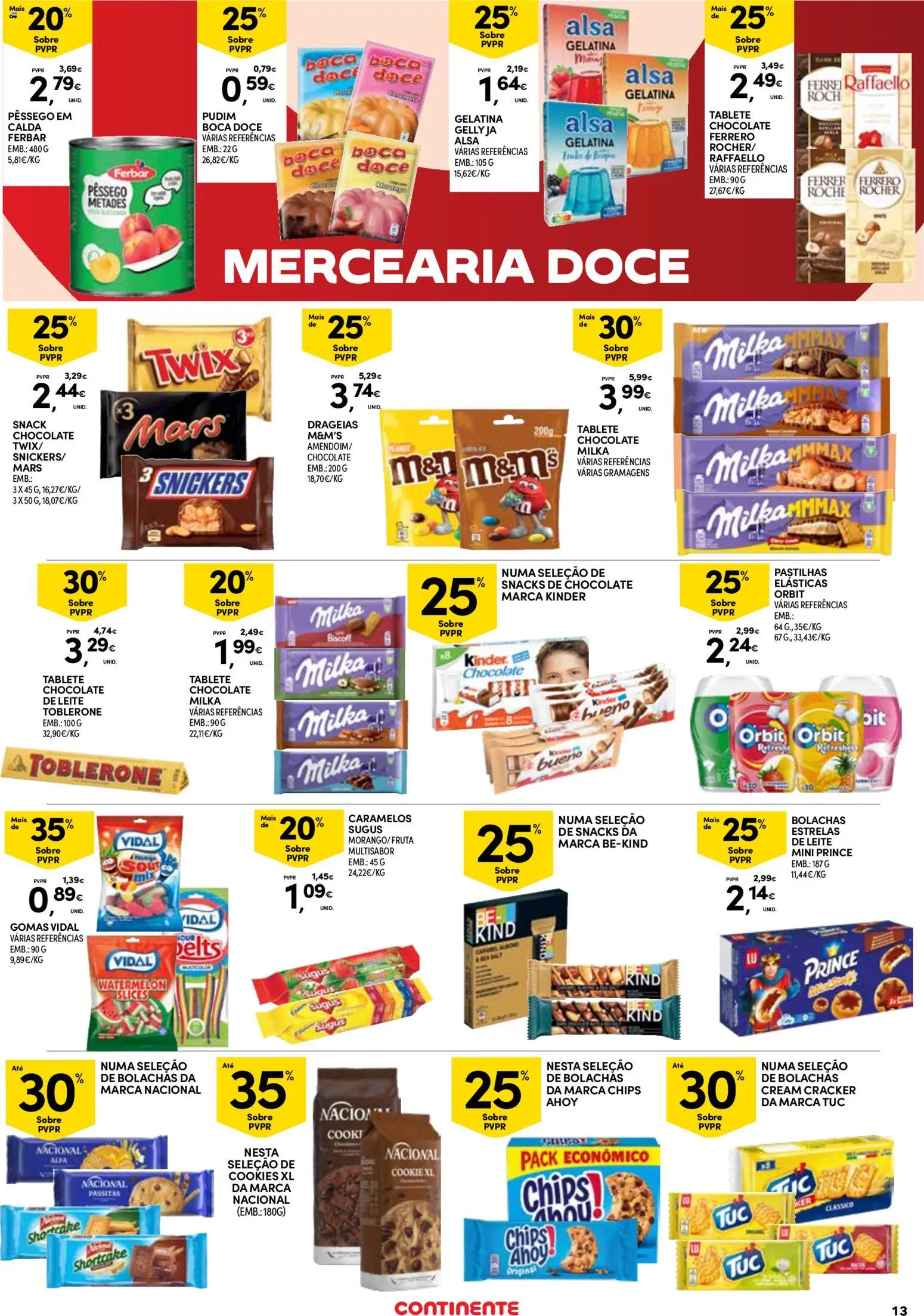 Continente Açores  │ válido de 16.04.2026 | Página: 13 | Produtos: Bolachas, Pudim, Chocolate, Gomas