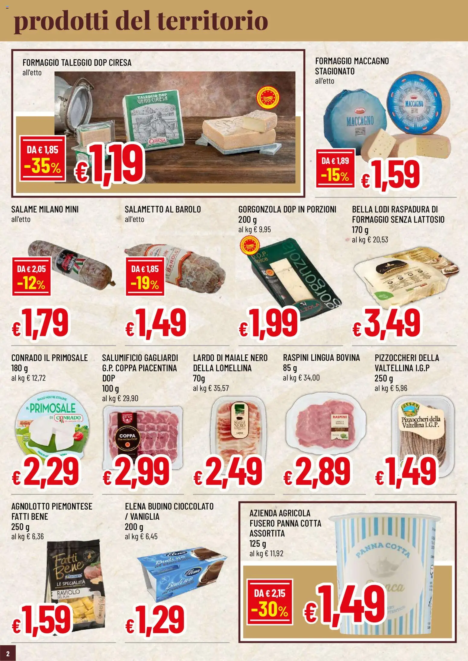 Volantino Famila del 04.06.2026 | Pagina: 2 | Prodotti: Maiale, Panna, Formaggio, Budino