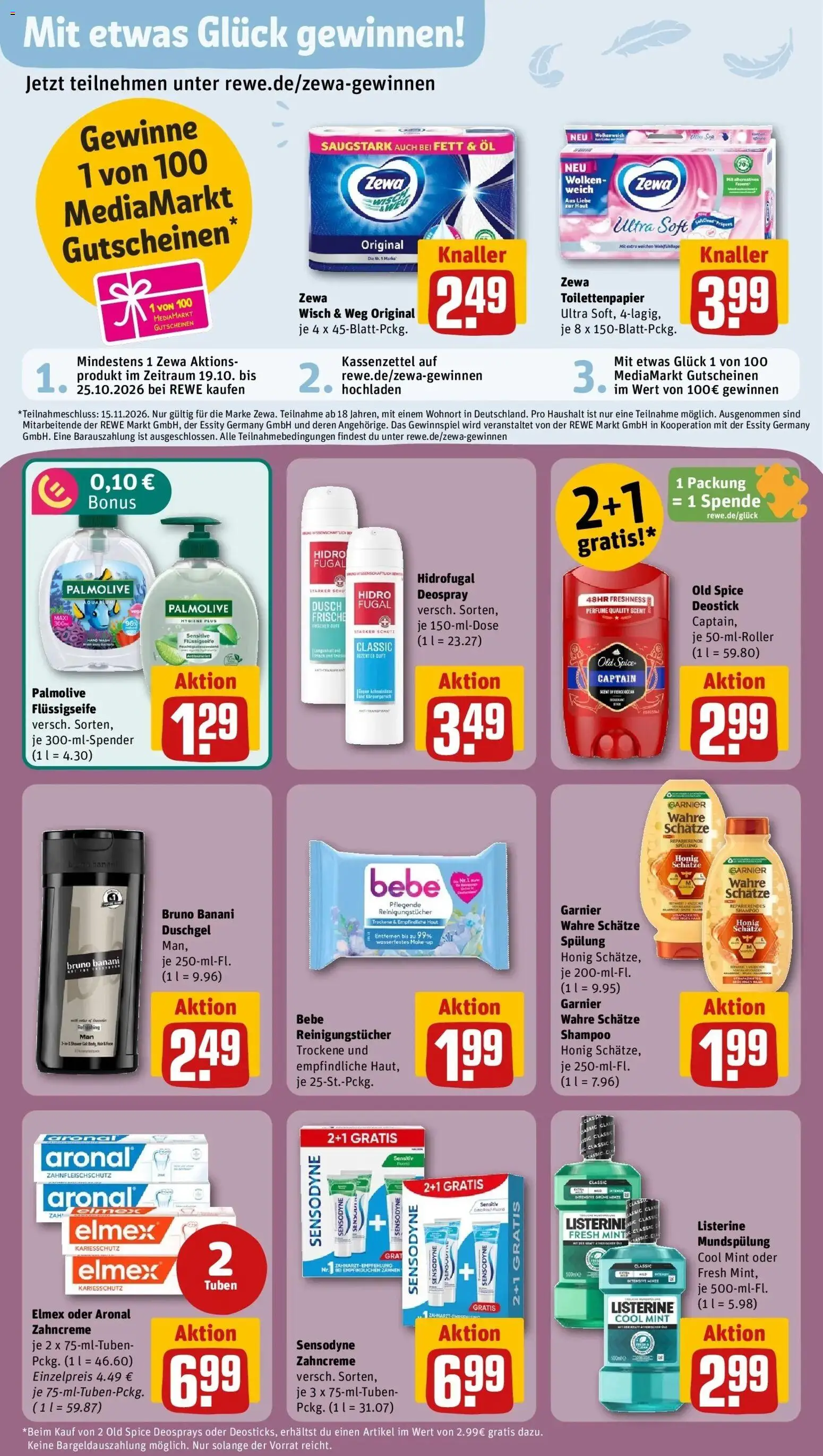 REWE Prospekt ab 19.10.2026 zum Blättern » Angebote | Seite: 31 | Produkte: Spülung, Reinigungstücher, Listerine, Toilettenpapier