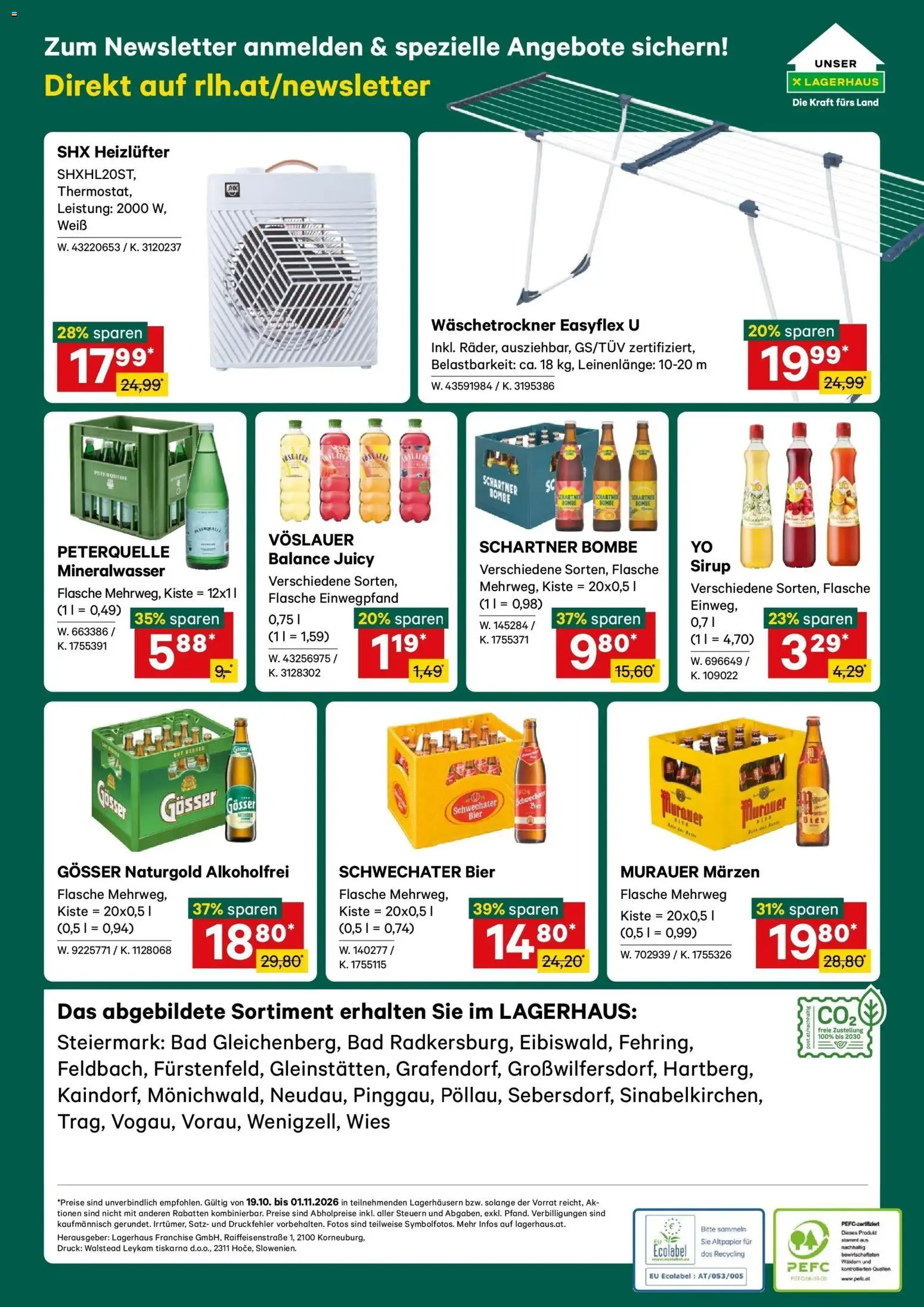 Lagerhaus Wochen Angebote gültig ab 19.10.2026 | Seite: 6 | Produkte: Mineralwasser, Bad, Bier