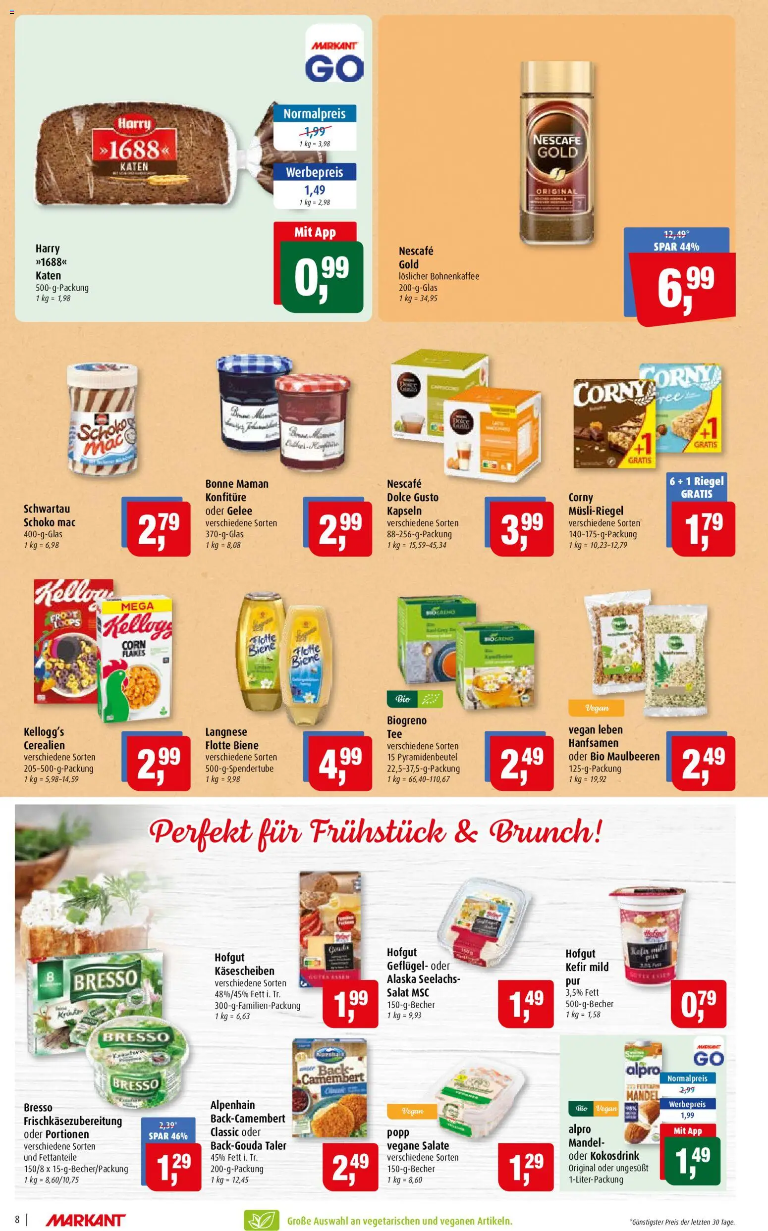Markant Prospekt – gültig ab 28.09.2026 | Seite: 8 | Produkte: Langnese, Kefir, Bresso, Camembert