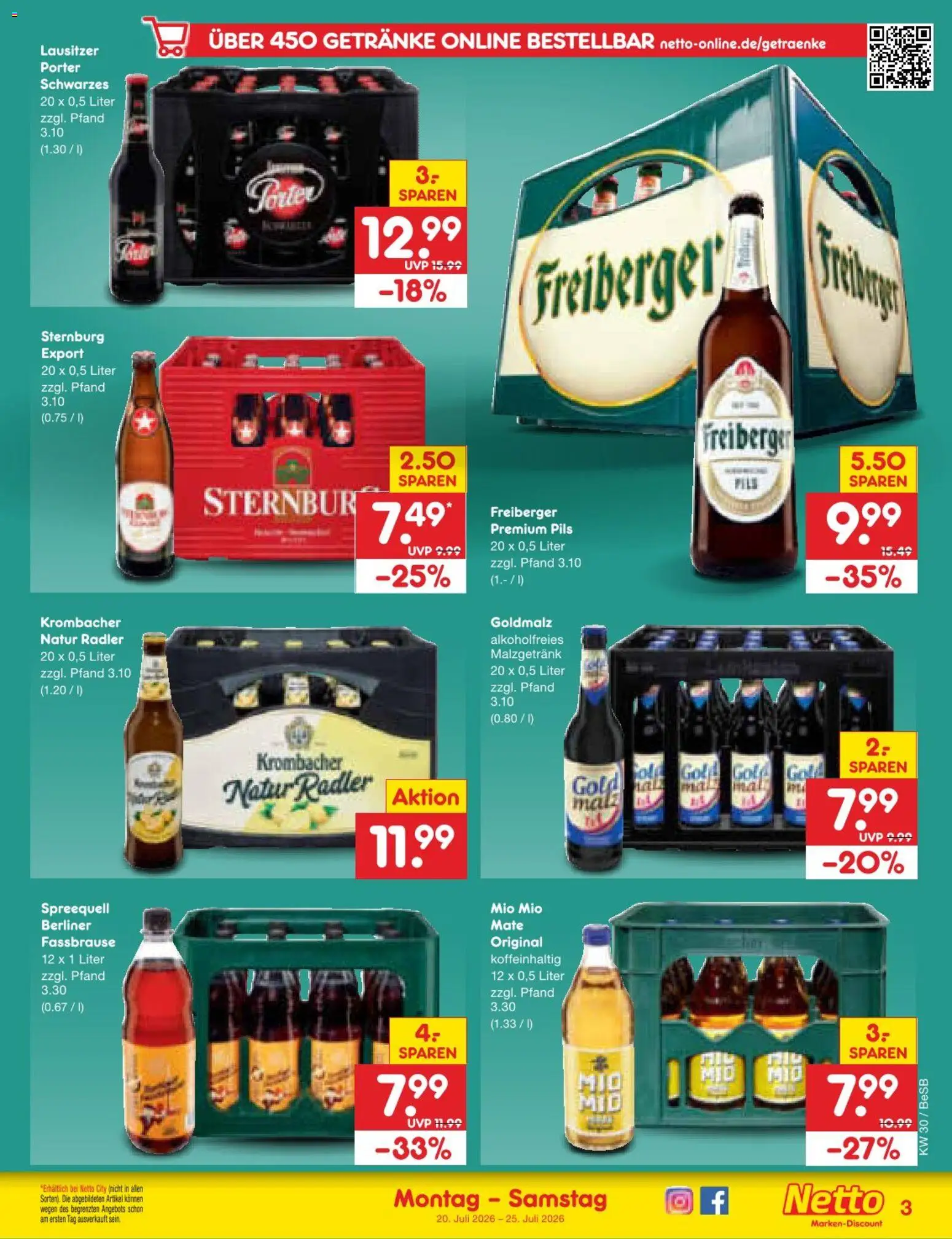 Netto Marken-Discount Prospekt – gültig ab 20.07.2026 | Seite: 57 | Produkte: Pils, Radler, Krombacher, Fassbrause