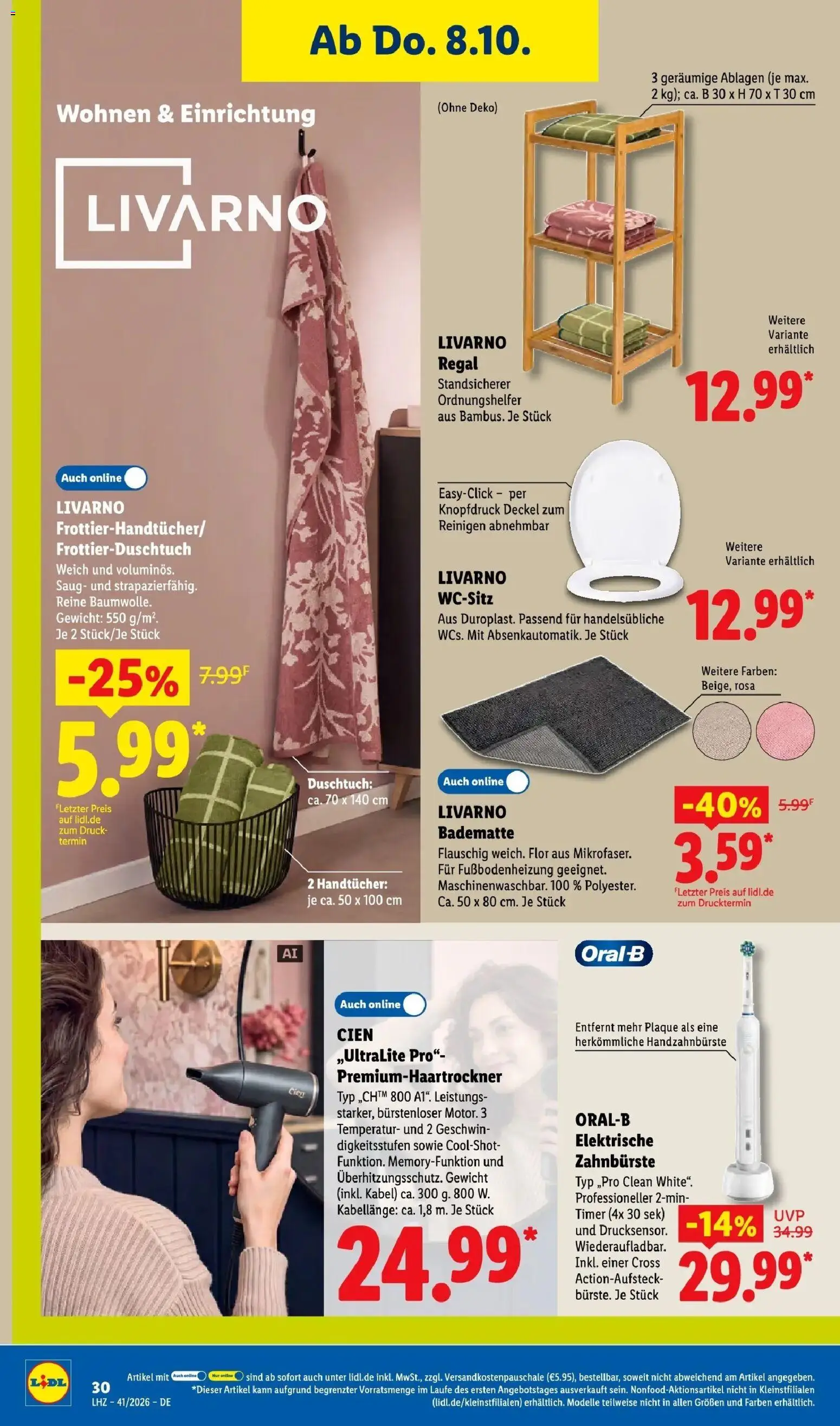 Lidl Prospekt Hof-innenstadt (ab 05.10.2026) zum Blättern » Angebote | Seite: 48 | Produkte: Kabel, Gewicht, Regal, Zahnbürste