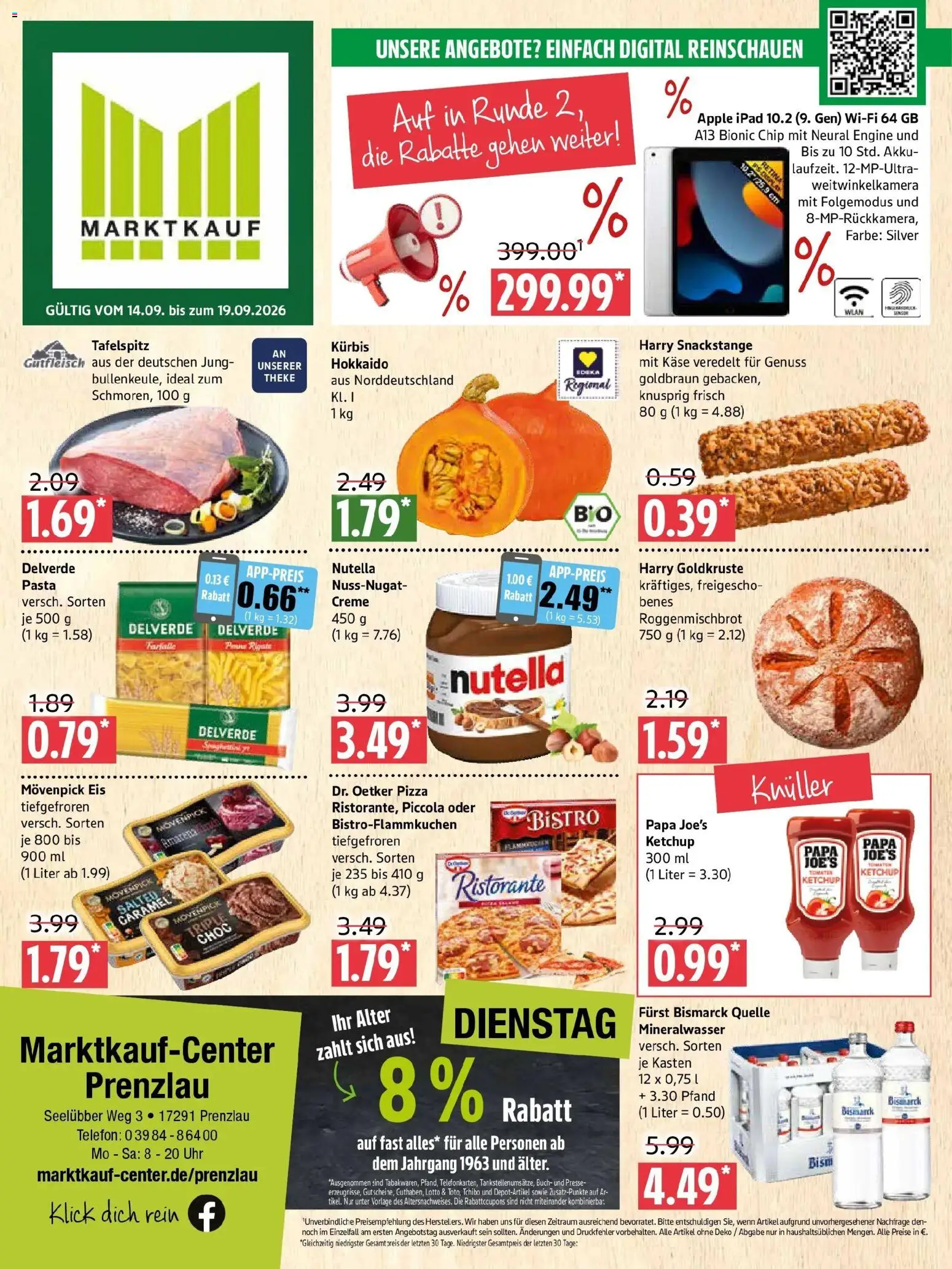 Marktkauf Prospekt Prenzlau (ab 14.09.2026) » Angebote online | Seite: 1 | Produkte: Presse, Tomaten, Nutella, Ketchup