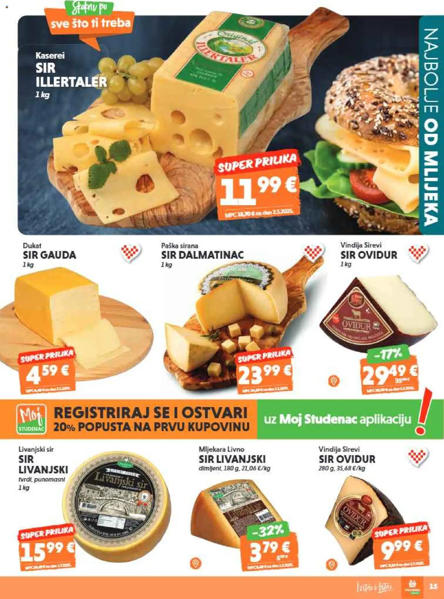 Studenac katalog | vrijedi od 01.07.2026 | Stranica: 15 | Proizvodi: Vindija, Gauda, Sir