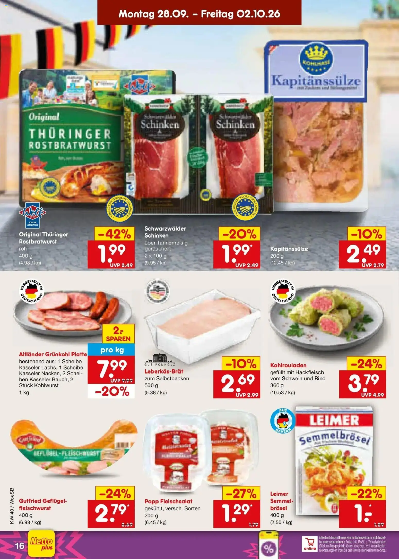 Netto Marken-Discount Prospekt Katzweiler (ab 28.09.2026) » Angebote | Seite: 22 | Produkte: Schinken, Hackfleisch