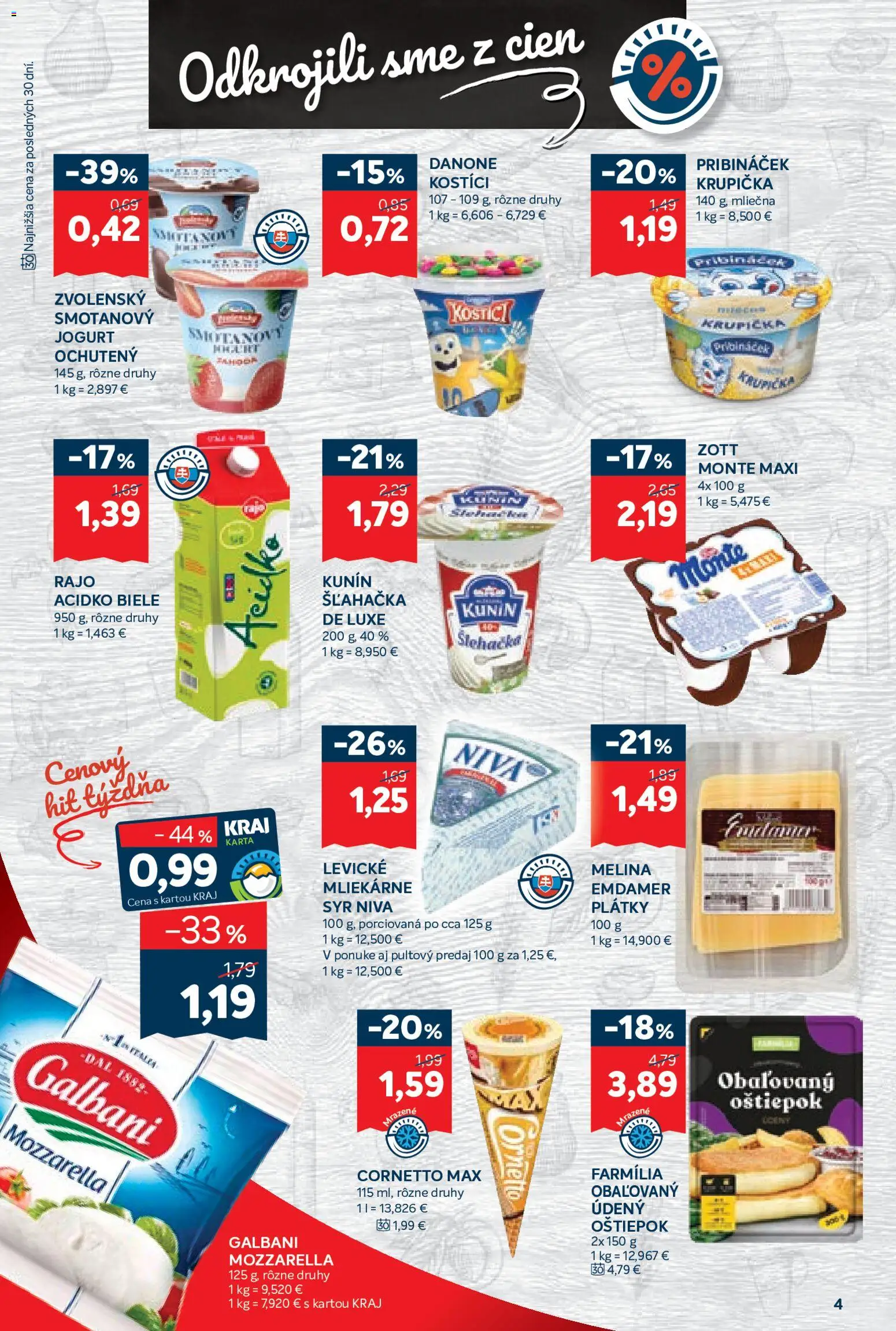 Nové Kraj akcie – leták je platný od 04.06.2026 | Strana: 6 | Produkty: Syr, Jogurt, Acidko, Šľahačka
