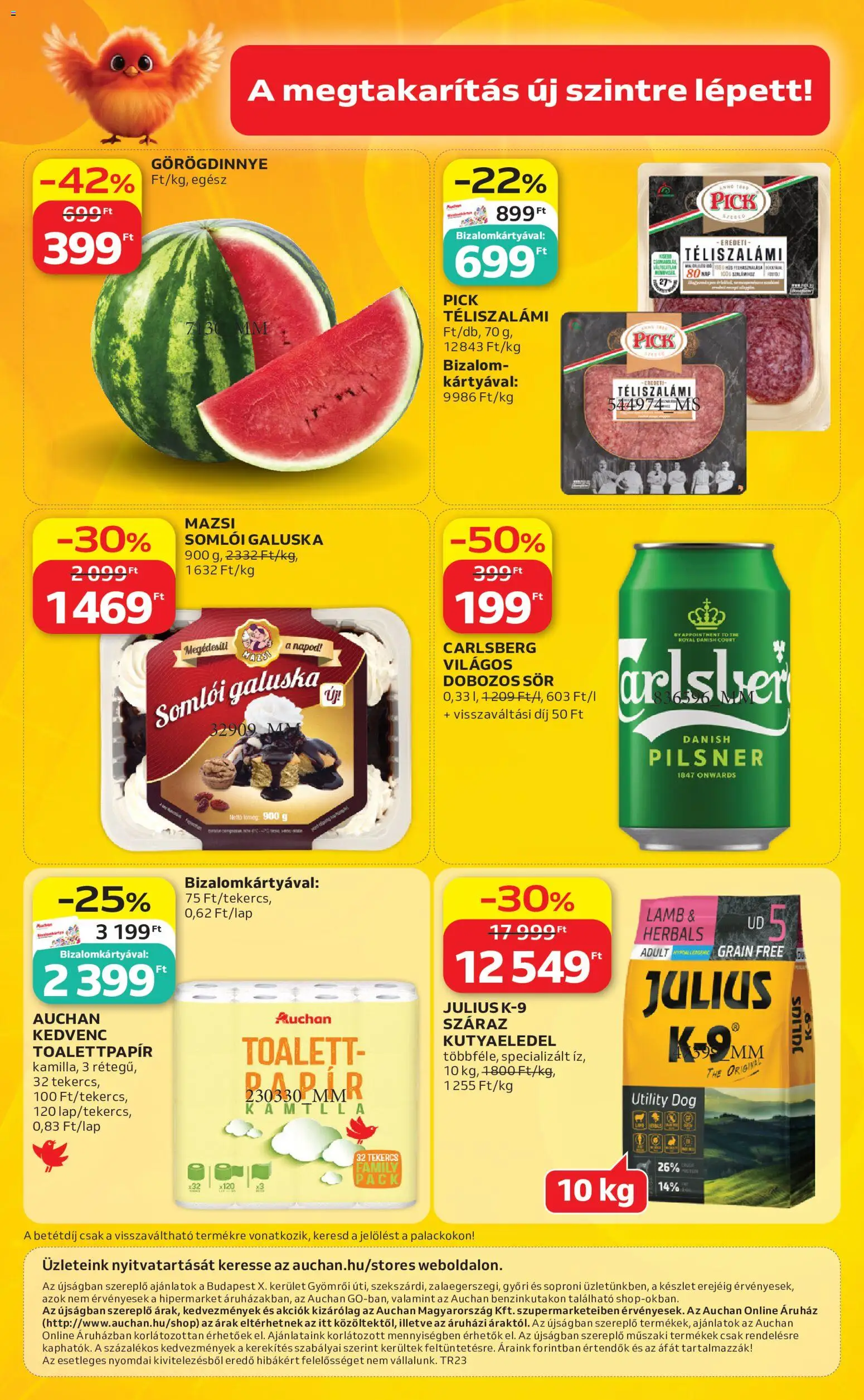 Auchan akciós ujság - amely érvényes a következő dátumtól: 04.06.2026 | Oldal: 12 | Termékek: Somlói galuska, Pick, Sör, Téliszalámi