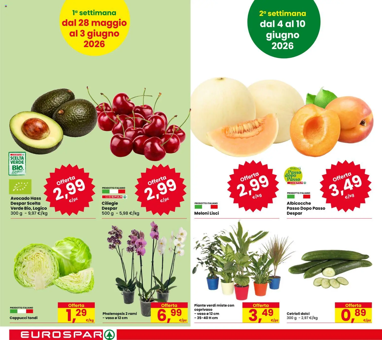 Volantino Eurospar del 28.05.2026 | Pagina: 6 | Prodotti: Cetrioli, Avocado, Albicocche, Vaso