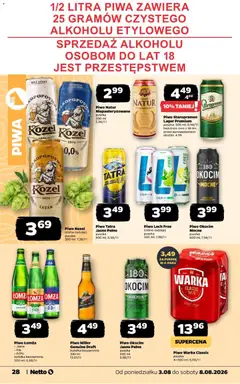 Pogląd oferty "Piwo Warka Classic, Piwo Warka Classic puszka 4x500 ml" - ważna od 03.08.2026 | Strona: 28