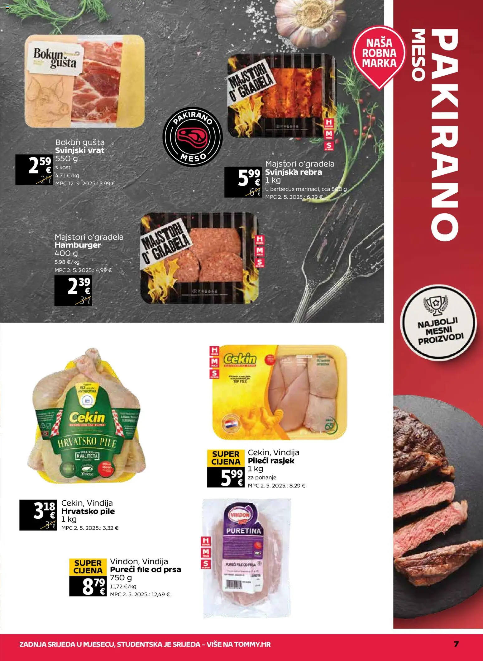 Tommy katalog | vrijedi od 20.08.2026 | Stranica: 7 | Proizvodi: Vindija, Vrat, Meso, Hamburger