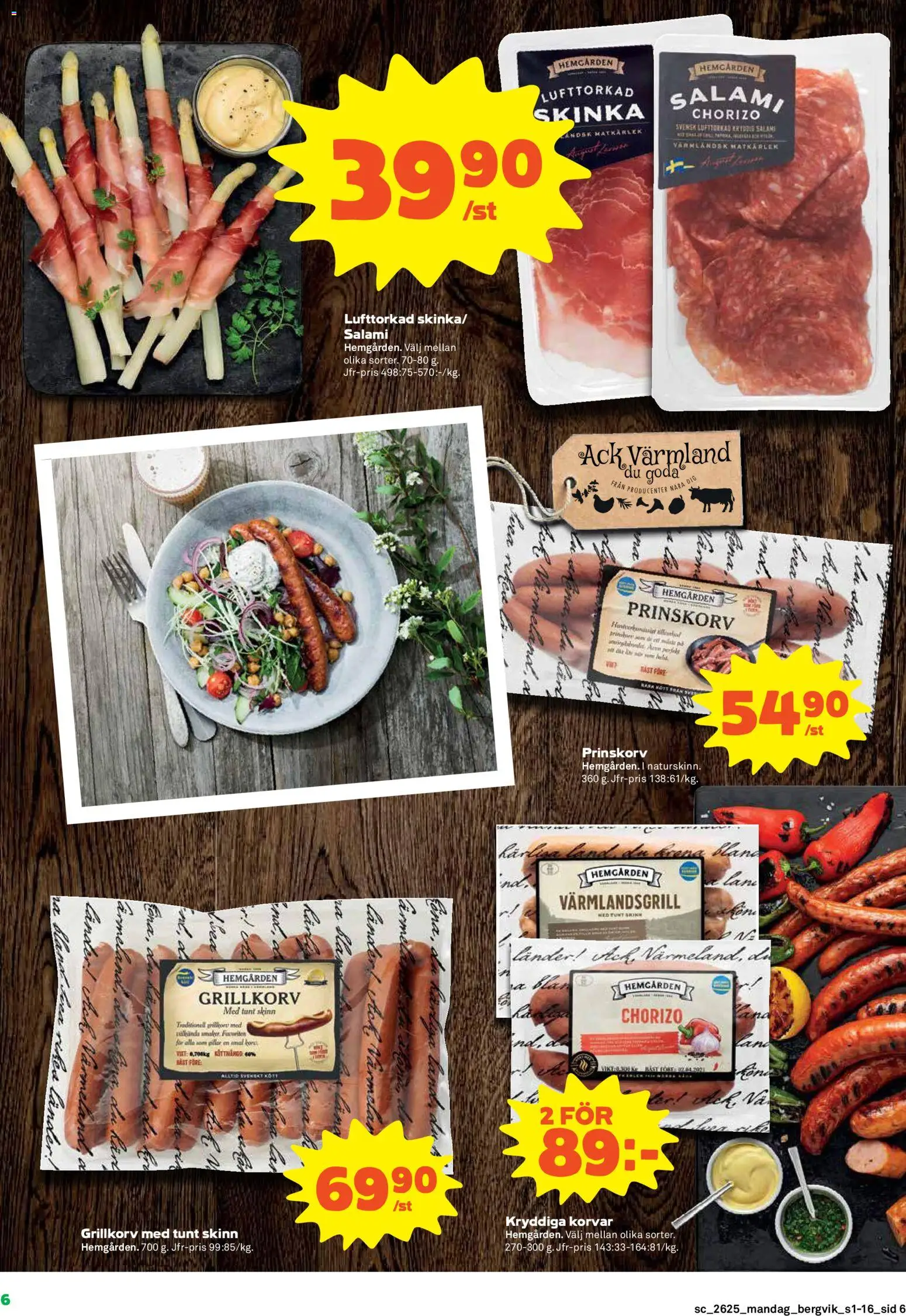 Stora Coop reklamblad aktuell från 15.06.2026 | Sida: 6 | Produkter: Prinskorv, Grillkorv, Salami, Skinka