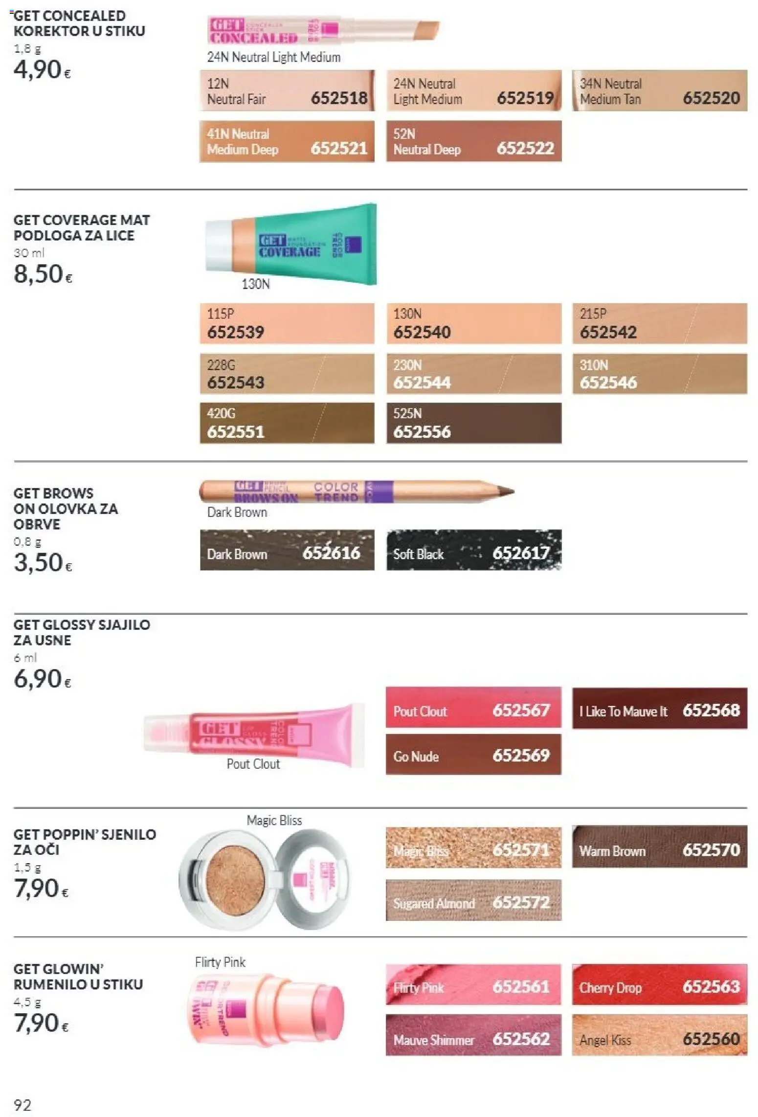 Avon katalog | vrijedi od 01.11.2026 | Stranica: 92 | Proizvodi: Rumenilo, Sjenilo za oči, Podloga, Korektor