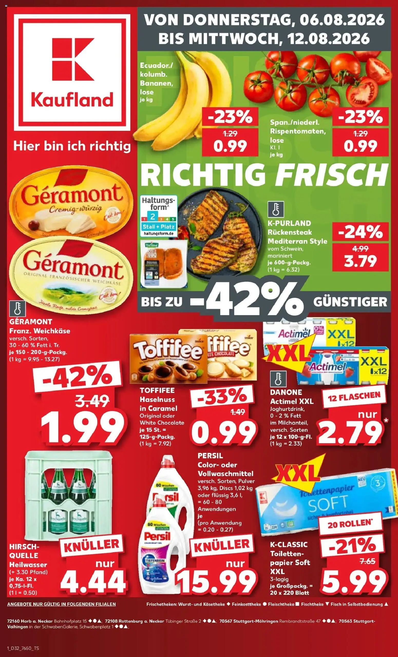 Prospekt Kaufland ab 06.08.2026 » Angebote Online zum Blättern | Seite: 1 | Produkte: Geramont, Fisch, Toffifee, Persil