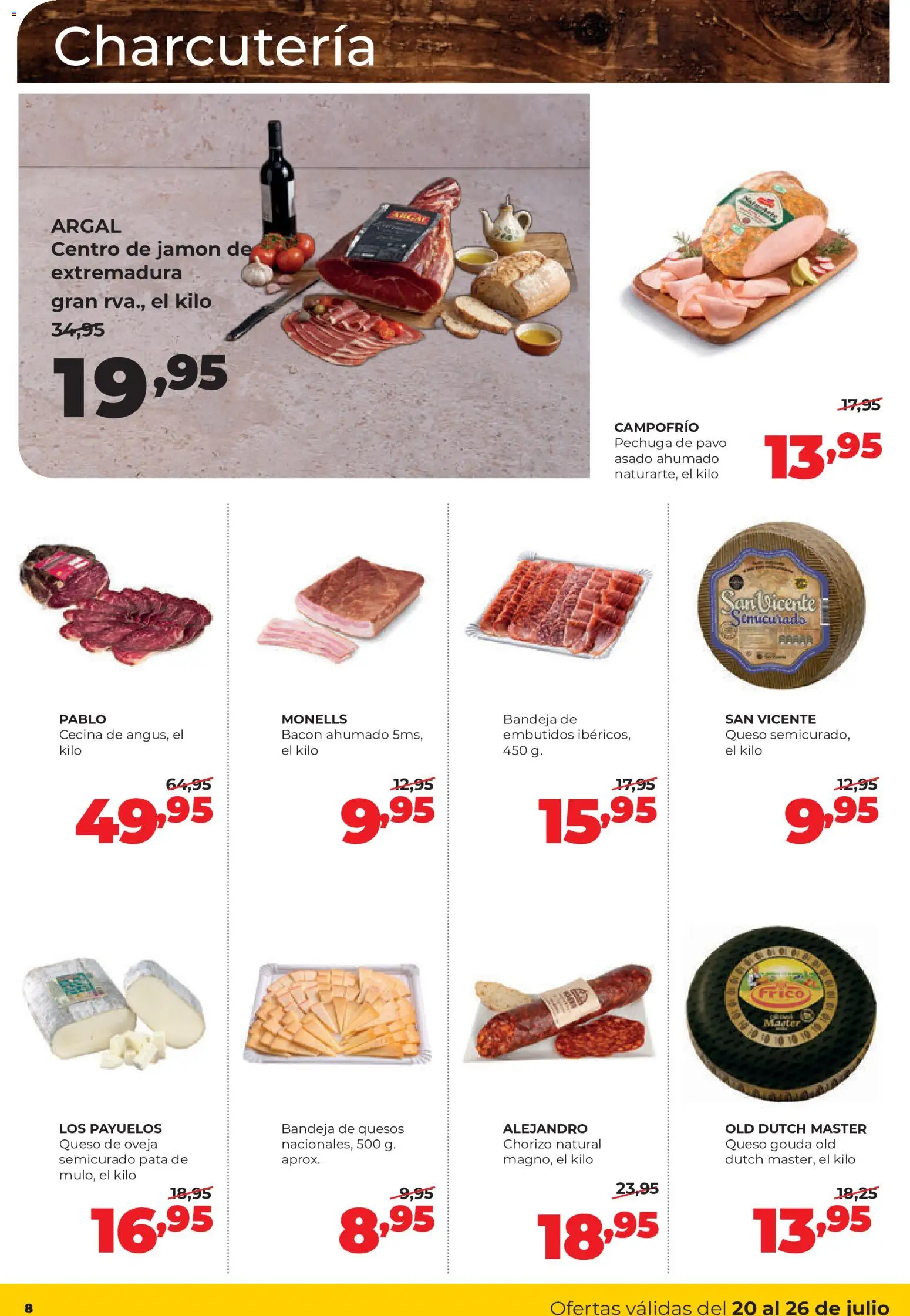 Alimerka folleto Castilla y León │ válido desde el 20/07/2026 | Página: 8 | Productos: Queso, Jamón, Queso Gouda, Bandeja