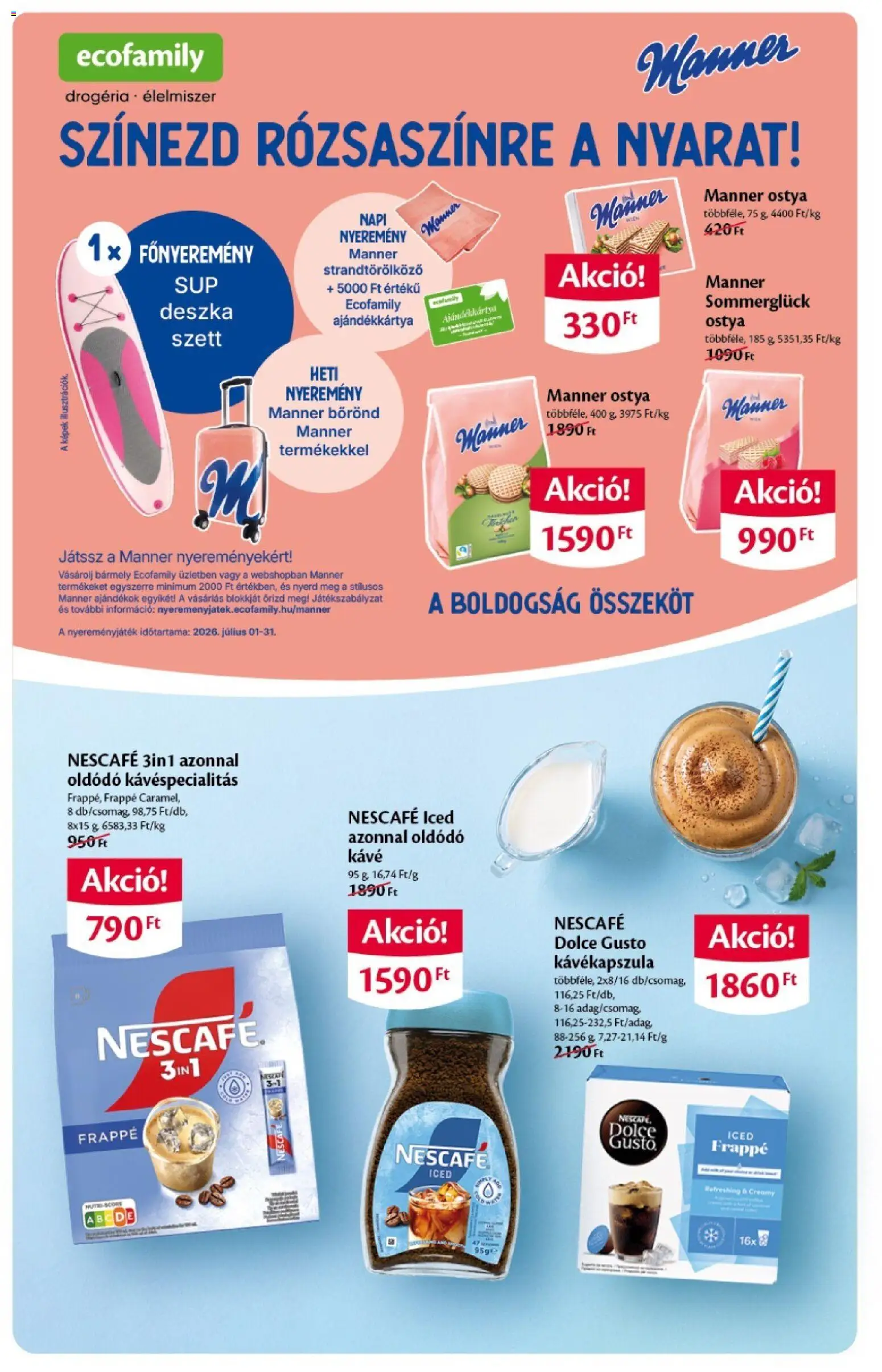 EcoFamily akciós ujság - amely érvényes a következő dátumtól: 2026.07.09. | Oldal: 4 | Termékek: Bőrönd, Nescafé, Kávékapszula, Strandtörölköző