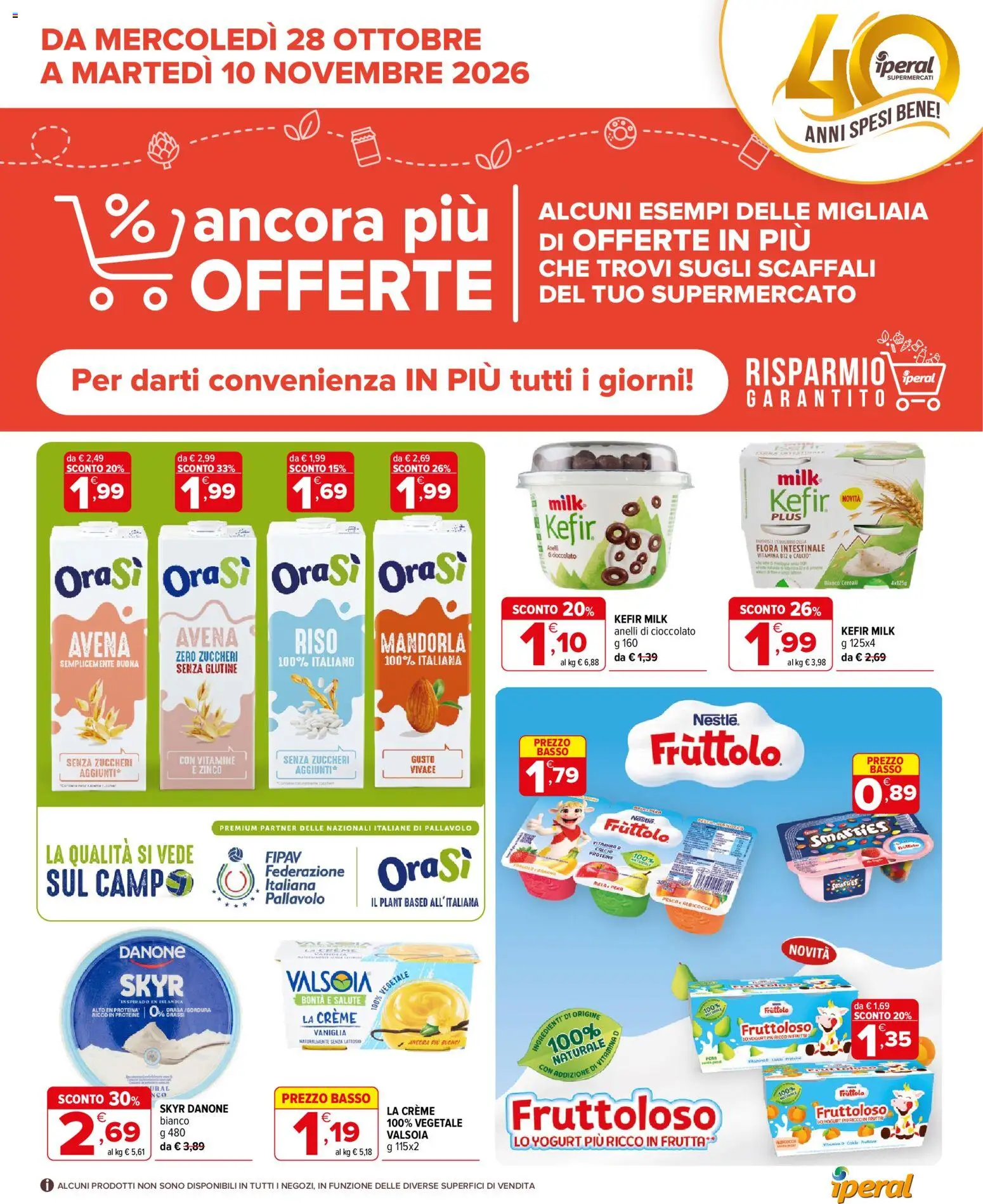 Volantino Iperal del 28/10/2026 | Pagina: 1 | Prodotti: Senza glutine, Frutta, Mandorla, Ingredienti