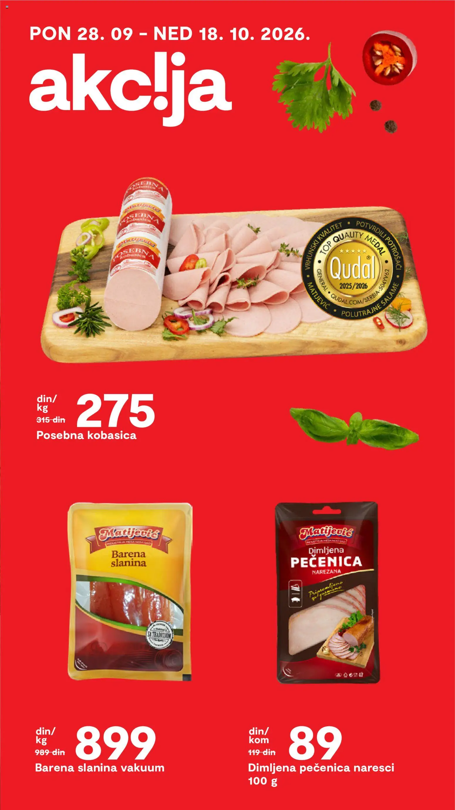 Matijevic katalog - važi od 29.09.2026 | Strana: 13 | Proizvode: Slanina, Kobasica, Pečenica