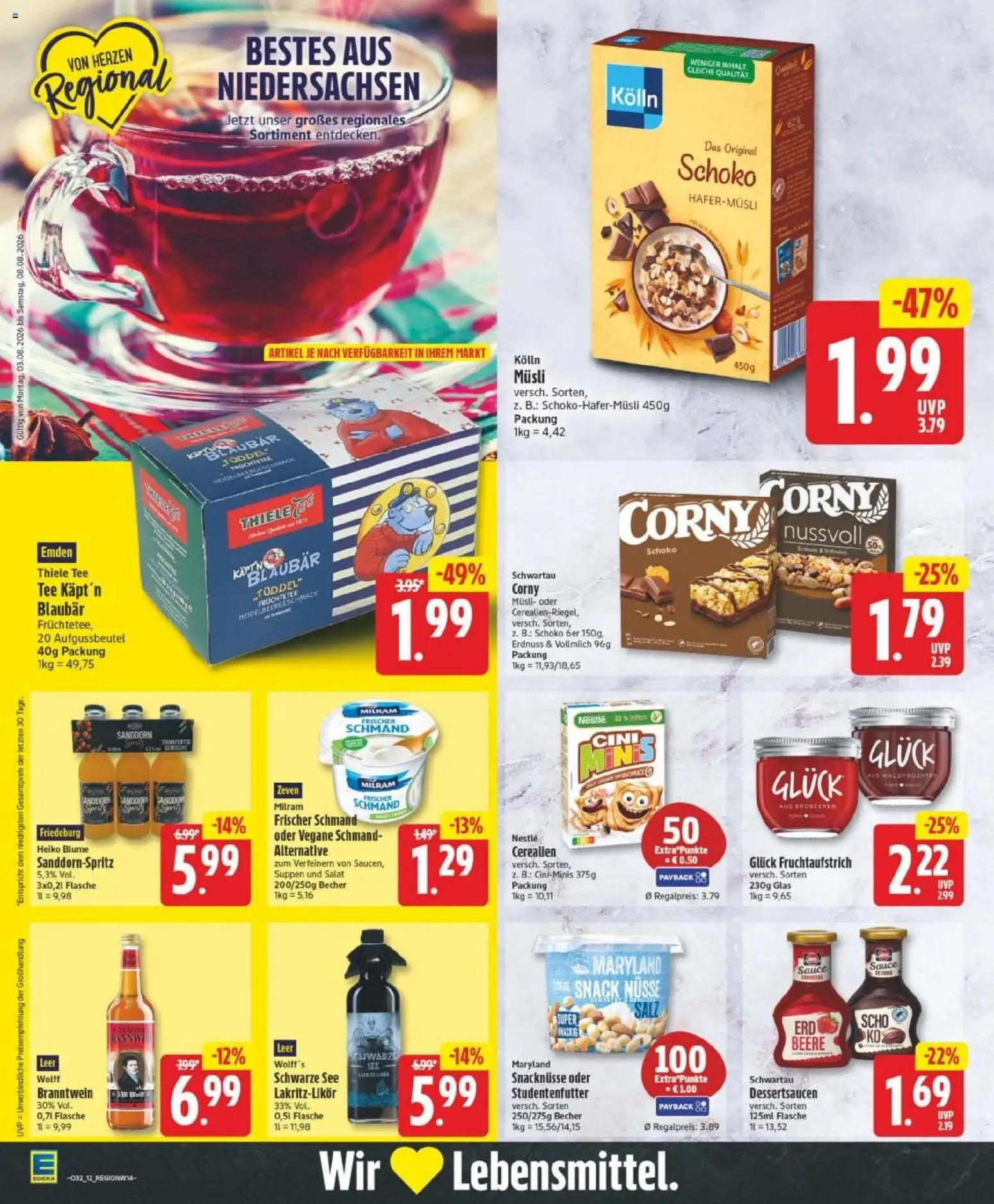 Edeka Prospekt Bremen – gültig ab 03.08.2026 | Seite: 12 | Produkte: Kolln musli, Salz, Tee, Erdbeeren