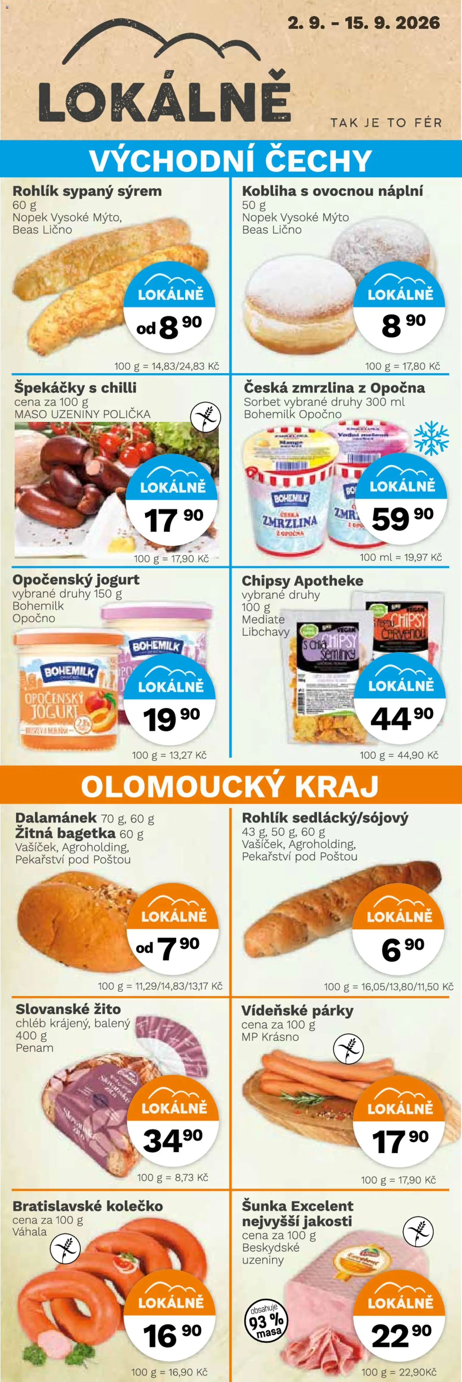 Konzum leták od 02.09.2026 | Strana: 2 | Produkty: Polička, Opočenský jogurt, Dalamánek, Sorbet