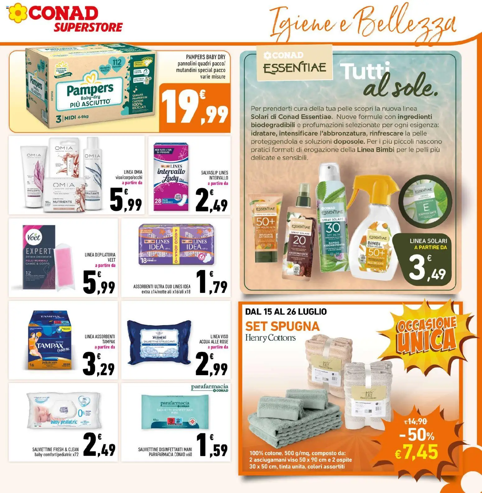 Volantino Conad del 15/07/2026 | Pagina: 29 | Prodotti: Spugna, Crema, Acqua, Pampers