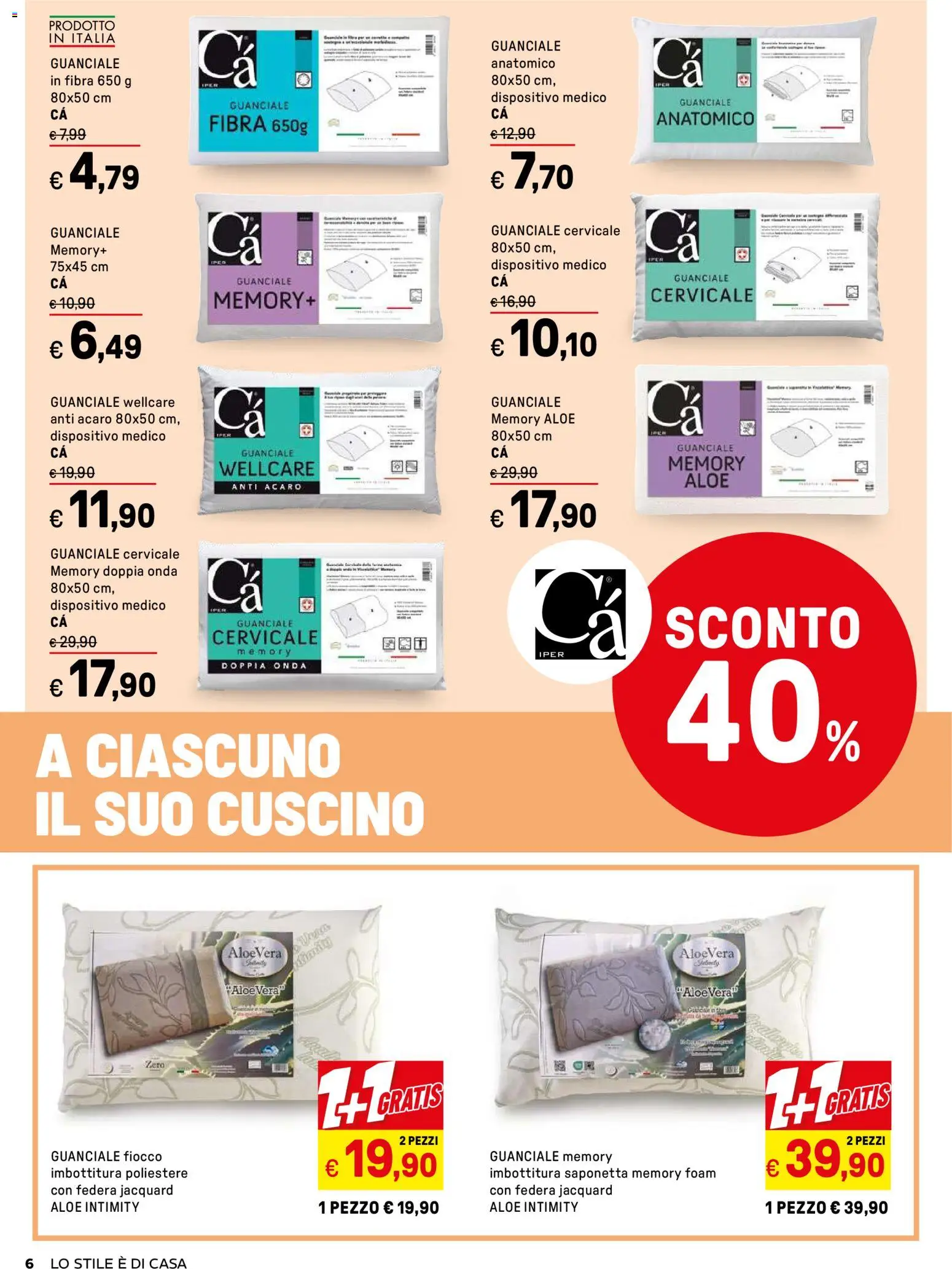 Volantino Iper del 07.04.2026 | Pagina: 6 | Prodotti: Saponetta, Aloe vera, Cuscino, Federa