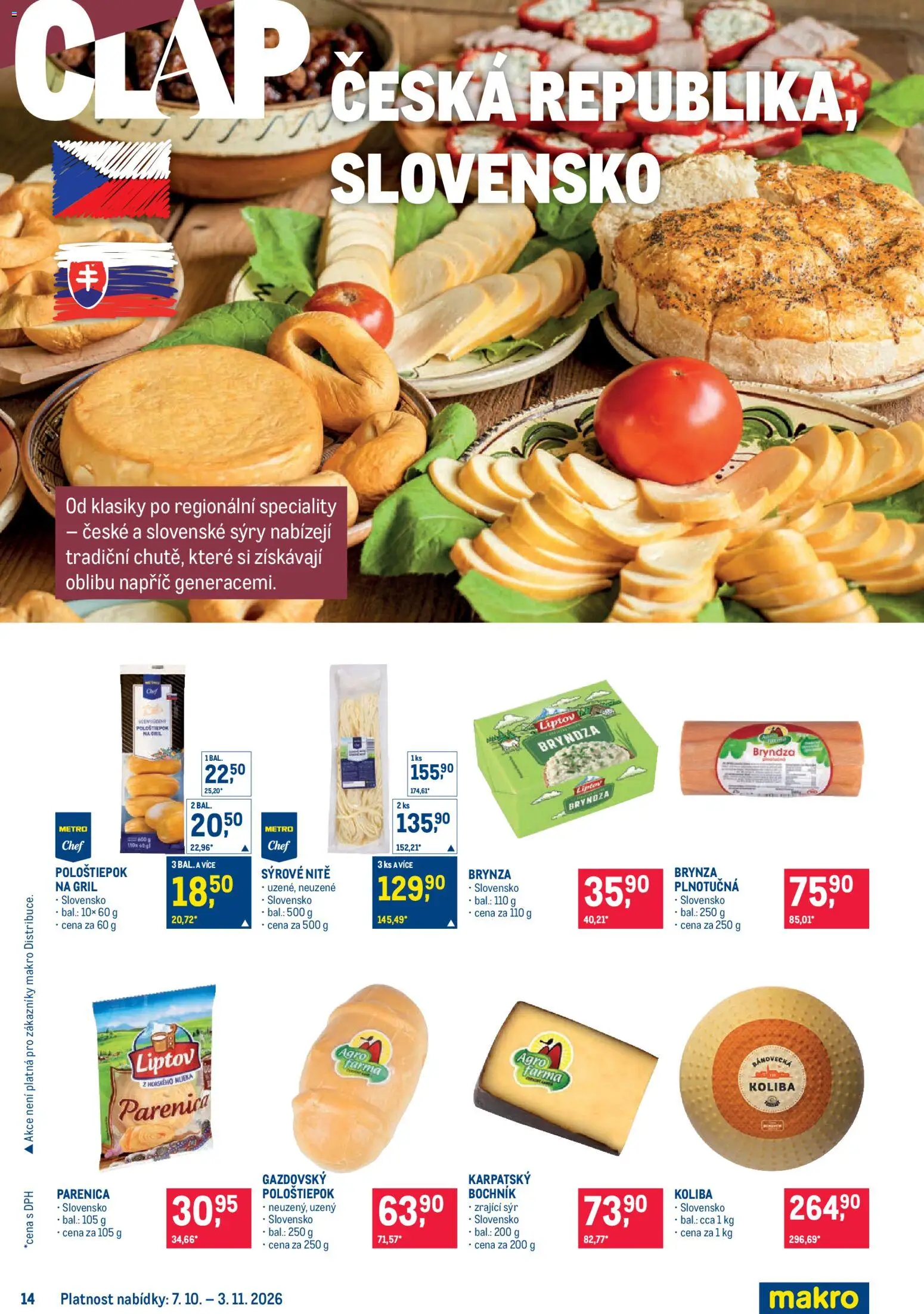 Makro leták - Pro milovníky jídla od 07.10.2026 | Strana: 14 | Produkty: Parenica, Sýr, Zrající sýr, Sýry