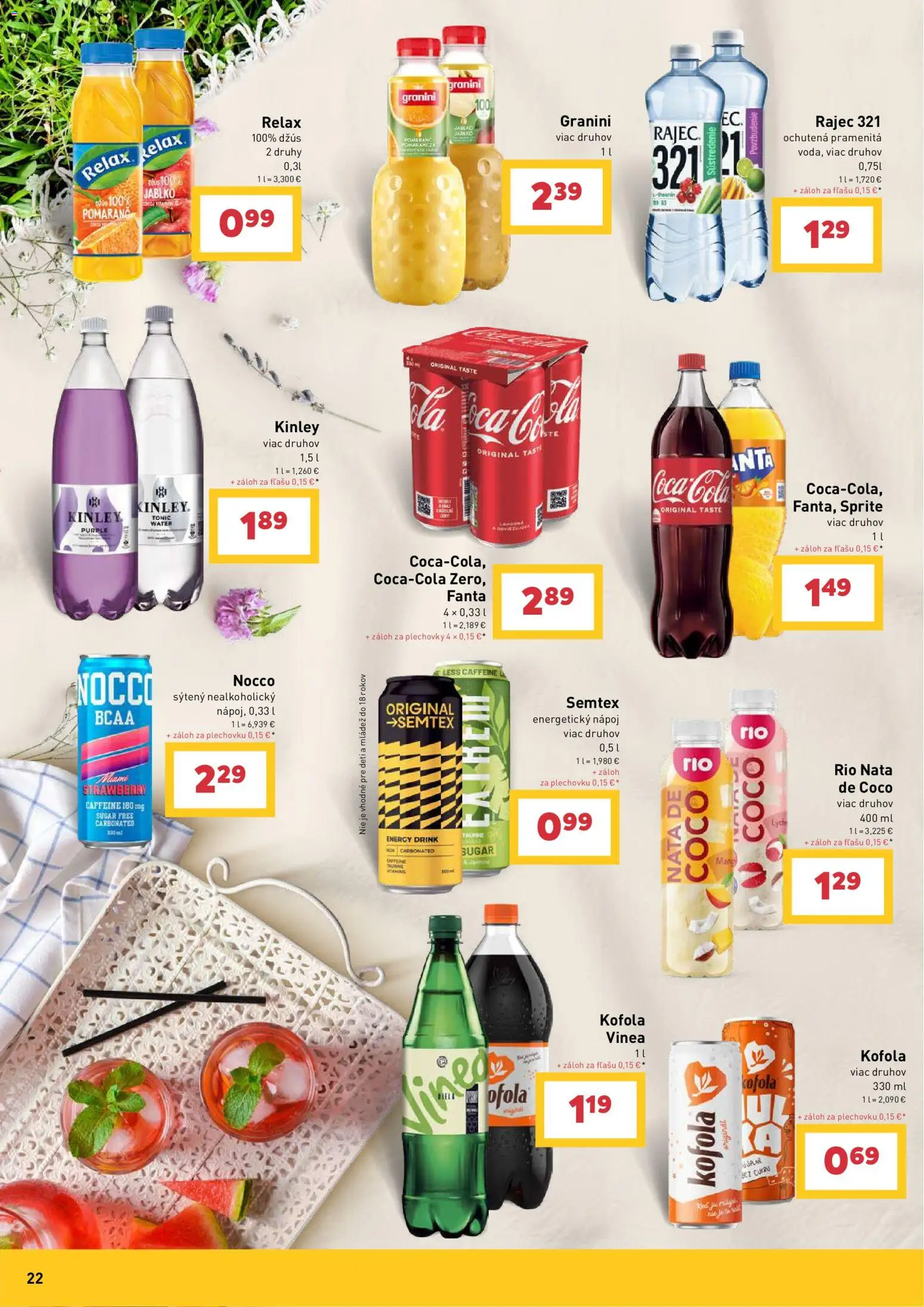 Nové Billa akcie – leták je platný od 17.06.2026 | Strana: 22 | Produkty: Džús, Kofola, Sprite, Fanta