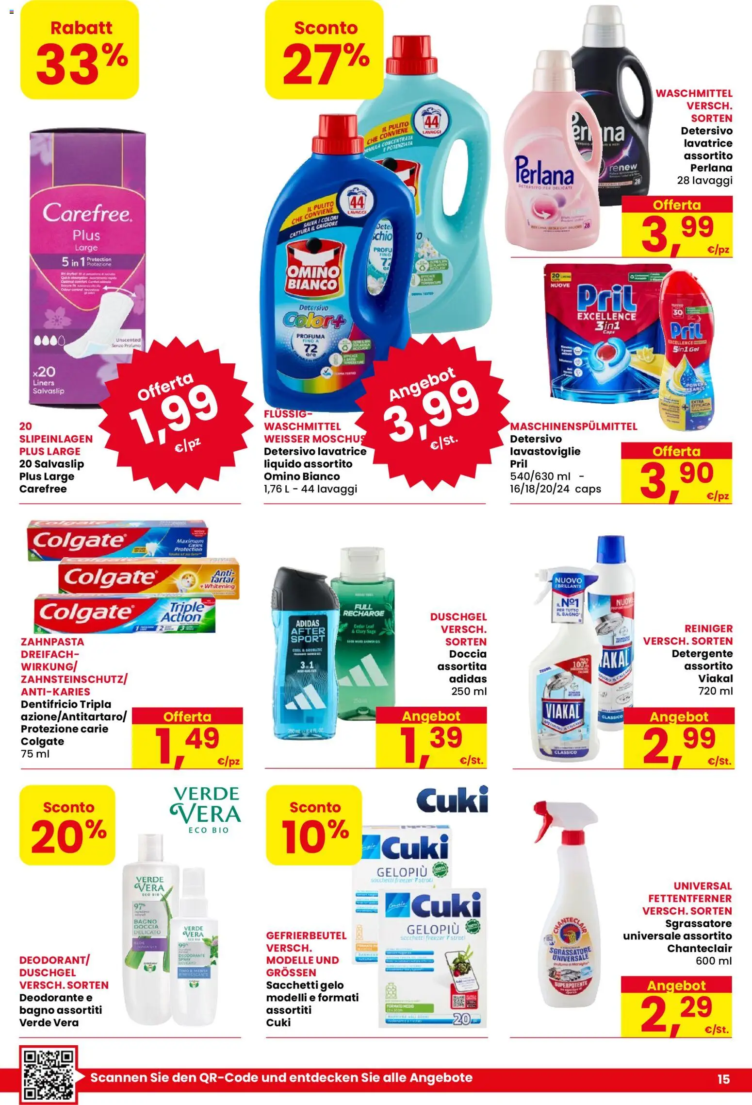 Volantino Despar del 23/07/2026 | Pagina: 15 | Prodotti: Dentifricio, Sgrassatore, Freezer, Lavatrice