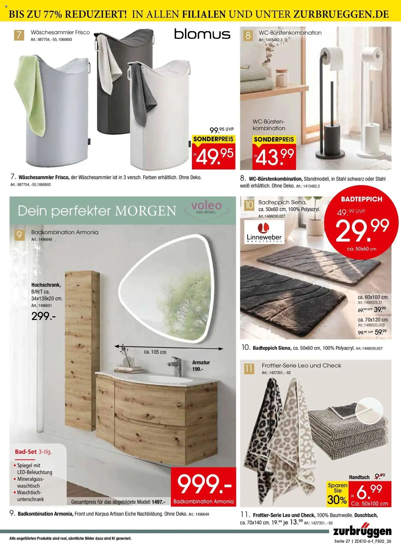 Zurbrüggen Sonder-Preise zum Fest – gültig ab 10.10.2026 | Seite: 27 | Produkte: Spiegel, Armatur, Waschtisch, Unterschrank