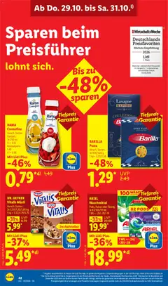 Lidl Prospekt ab 26.10.2026 gültig | Seite: 64 | Produkte: Ariel, Barilla, Rama cremefine, Waschmittel
